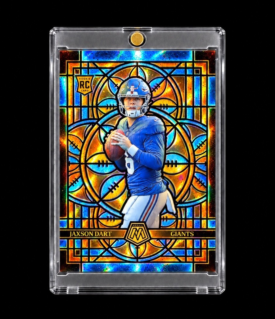 JAXSON DART ROOKIE STAINED GLASS ORANGE BLUE PRIZM REFRACTOR Jumbo 2025 Mosaic