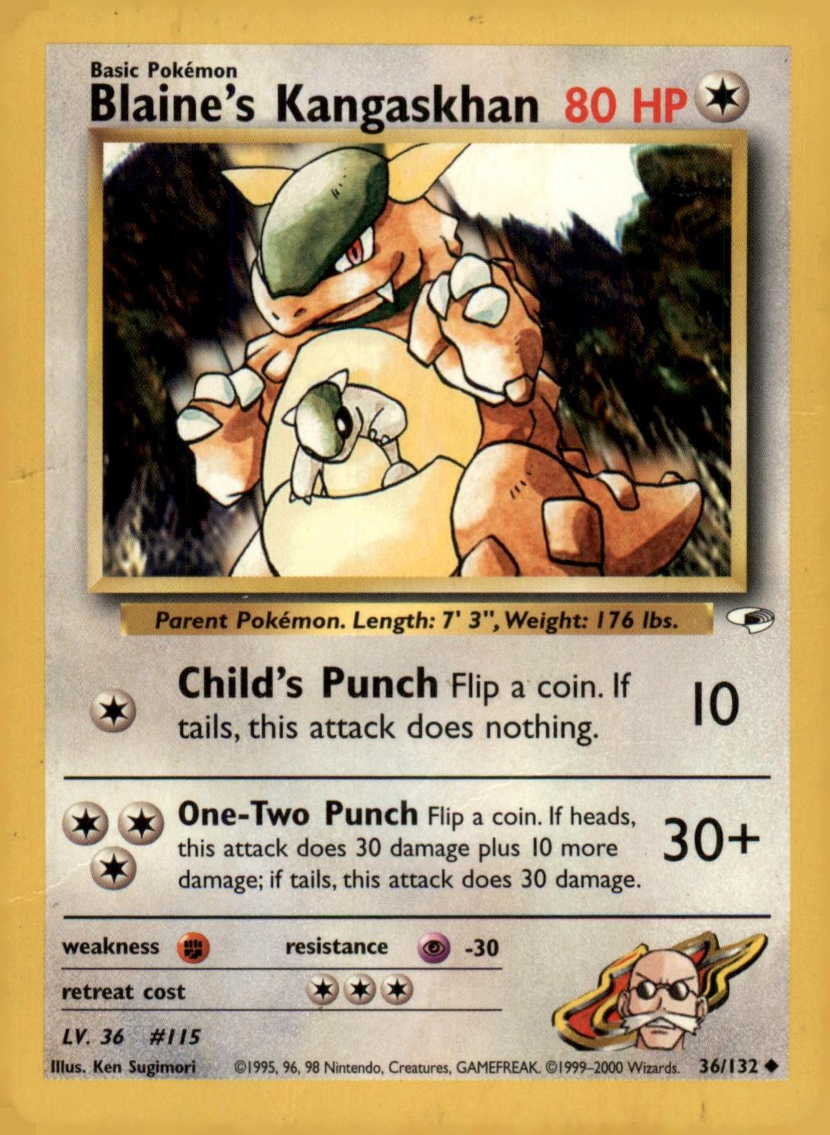 BLAINE\'S KANGASKHAN 36/132 GYM HEROES UNLIMITED DMG BLAINE\'S KANGASKHAN 36/132 GYM HEROES UNLIMITED DMG