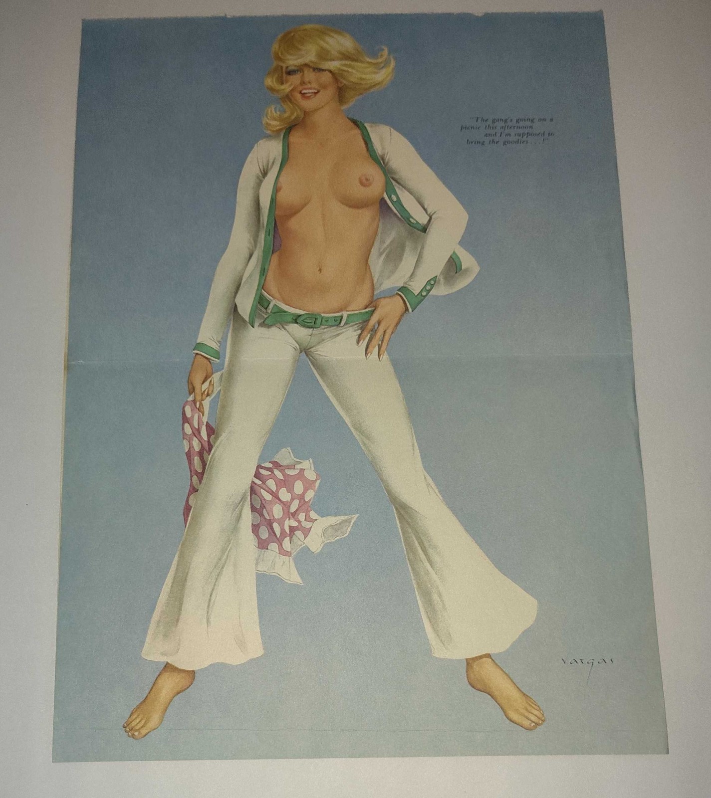 🔥 VINTAGE JULY 1971 ALBERTO VARGAS AIRBRUSH PINUP POSTER - DOUBLE-SIDED...