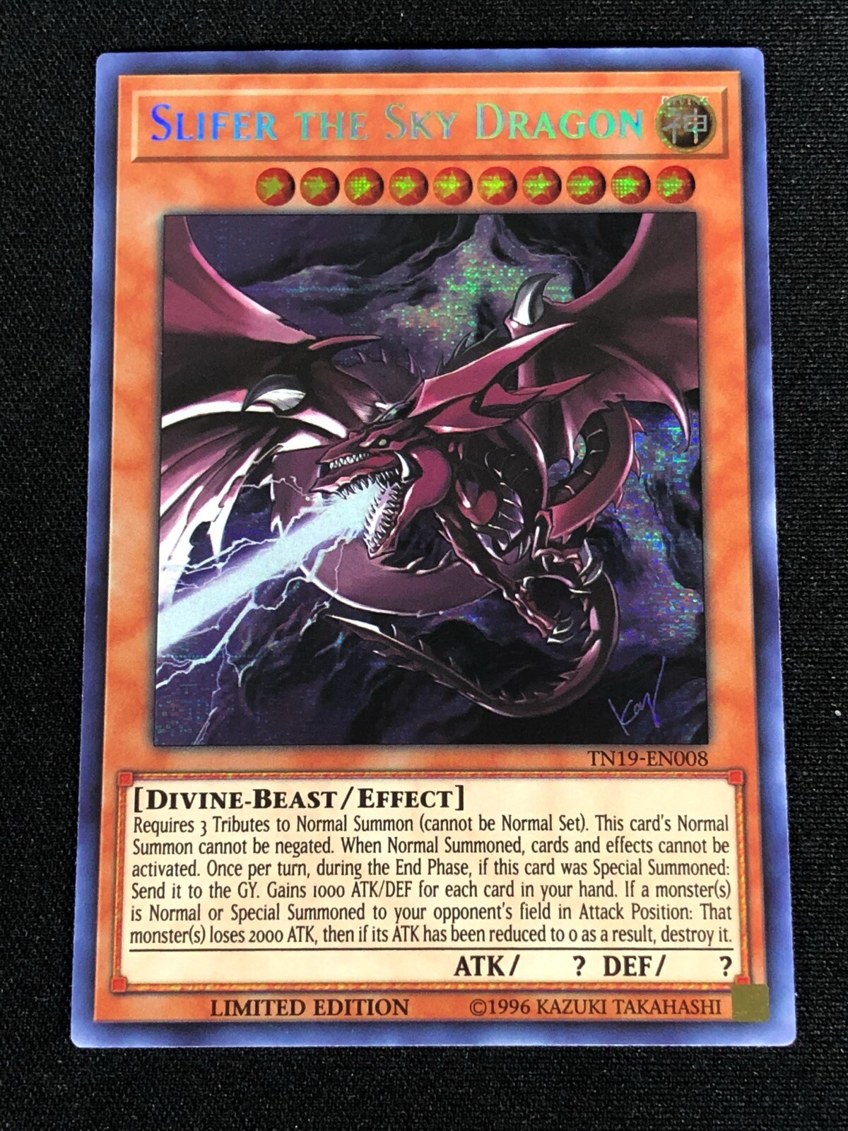 Yugioh Slifer the Sky Dragon TN19-EN008 Secret Rare (NM)