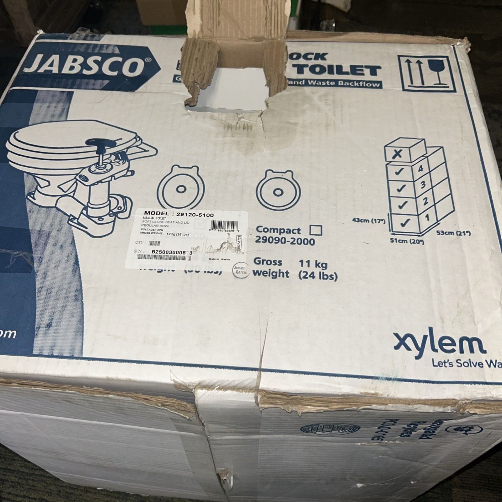 Jabsco Manual Marine Toilet - Regular Bowl w/Soft Close Lid 29120-5100 UPC 67... Jabsco Manual Marine Toilet - Regular Bowl w/Soft Close Lid 29120-5100 UPC 67...