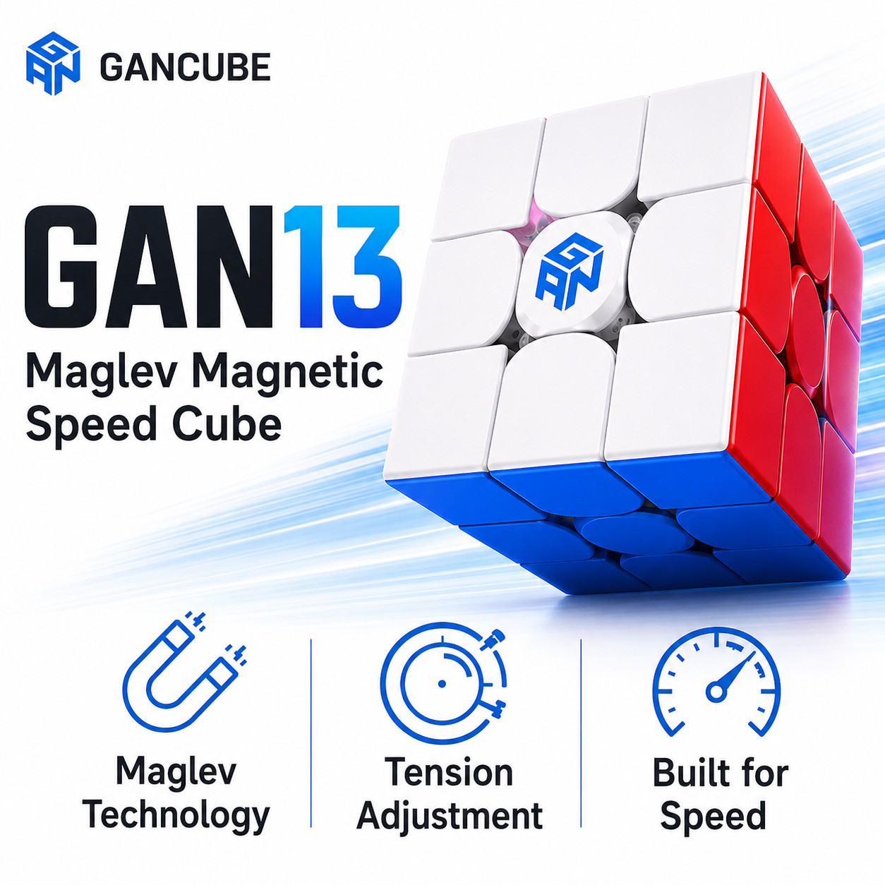 Gan13 Maglev: Speed-Adjustable Magnetic Rubix Cube (Frosted, Stickerless)