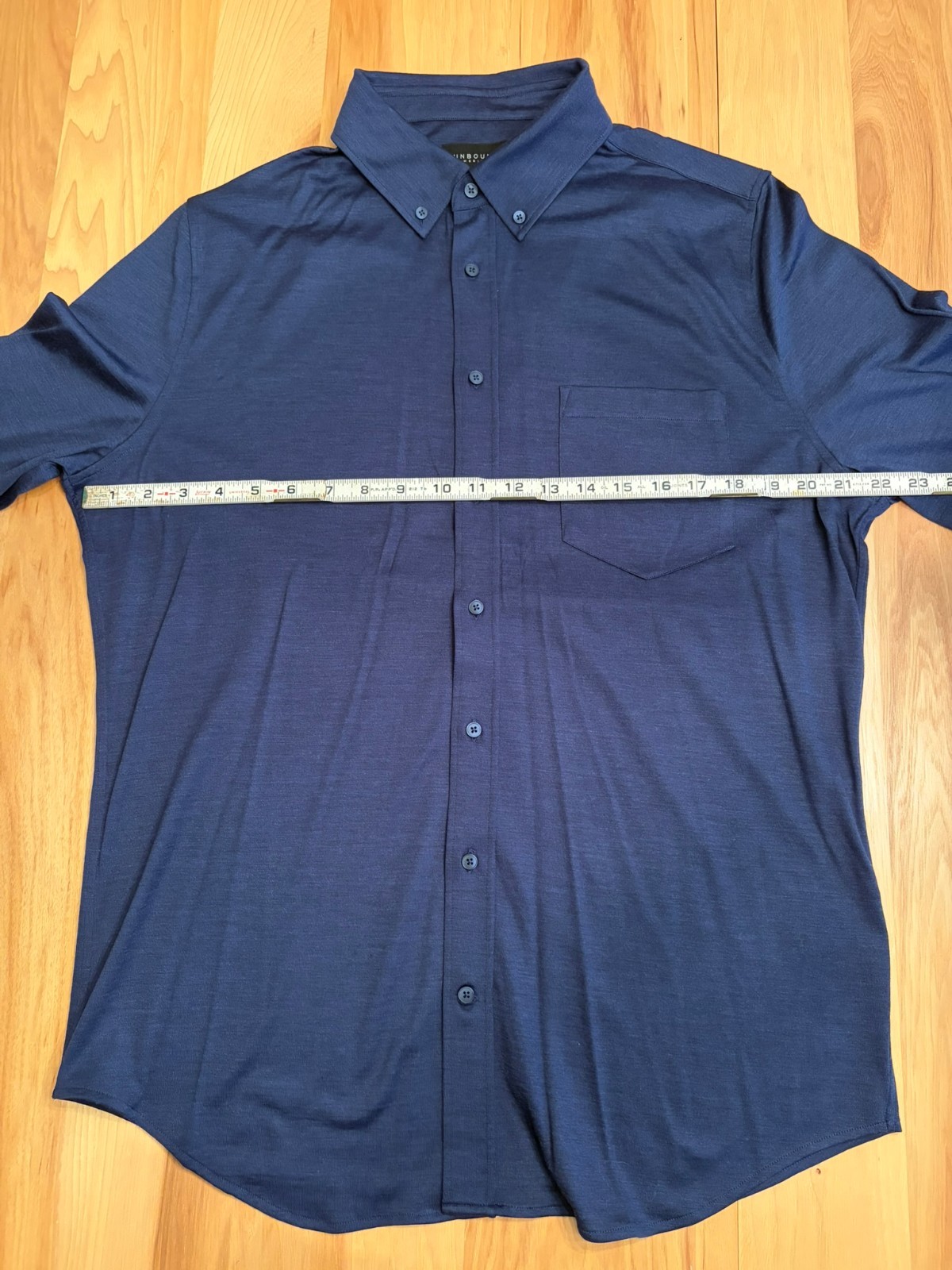 Unbound Merino Button Up Shirt Mens XL Navy Blue Long Sleeve 100% Merino Wool