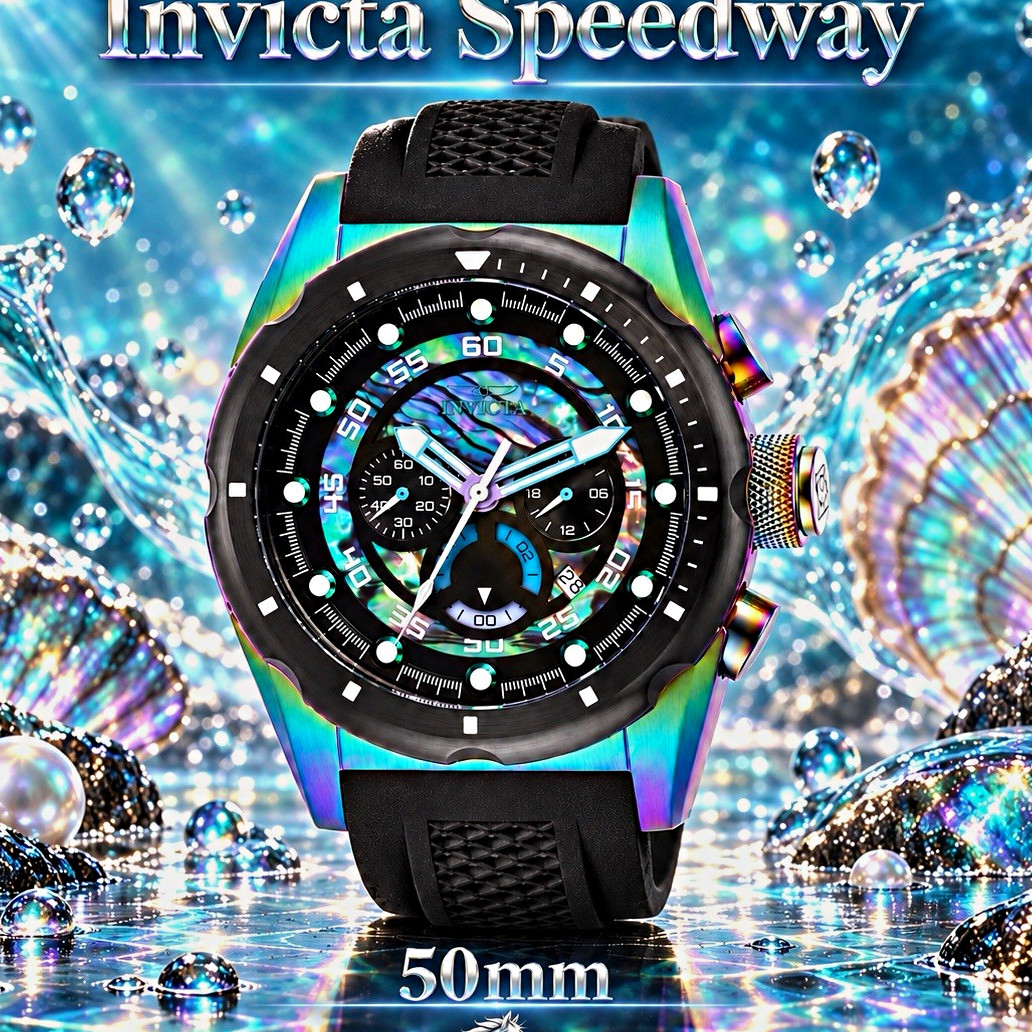 NEW Invicta Speedway Men's Watch 50mm Iridescent Multicolor, Black Quartz 30m NEW Invicta Speedway Men's Watch 50mm Iridescent Multicolor, Black Quartz 30m