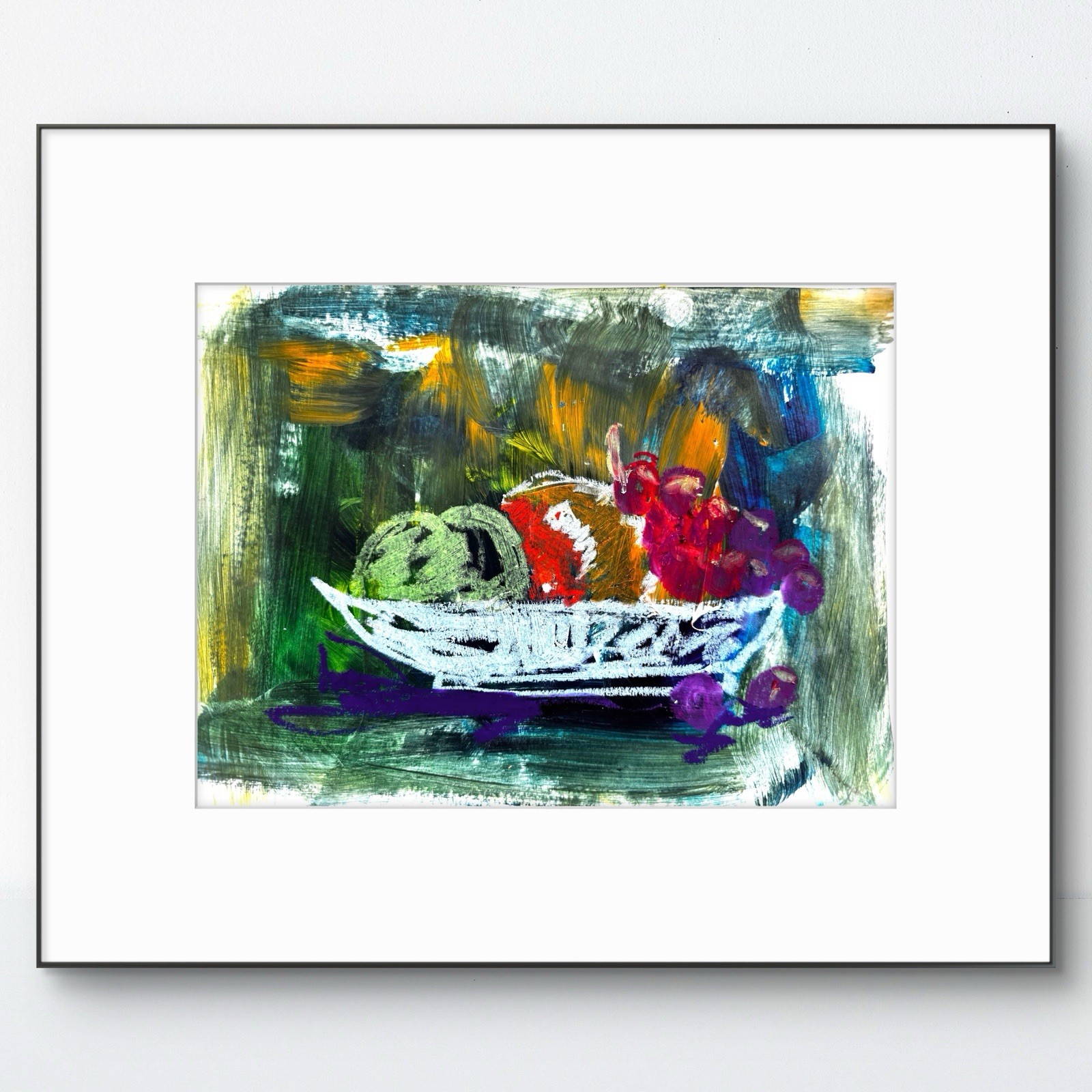 SAMATOWIC Fruit Bowl 9X12 Paper Drawing Expressionism Original Fine Art 29