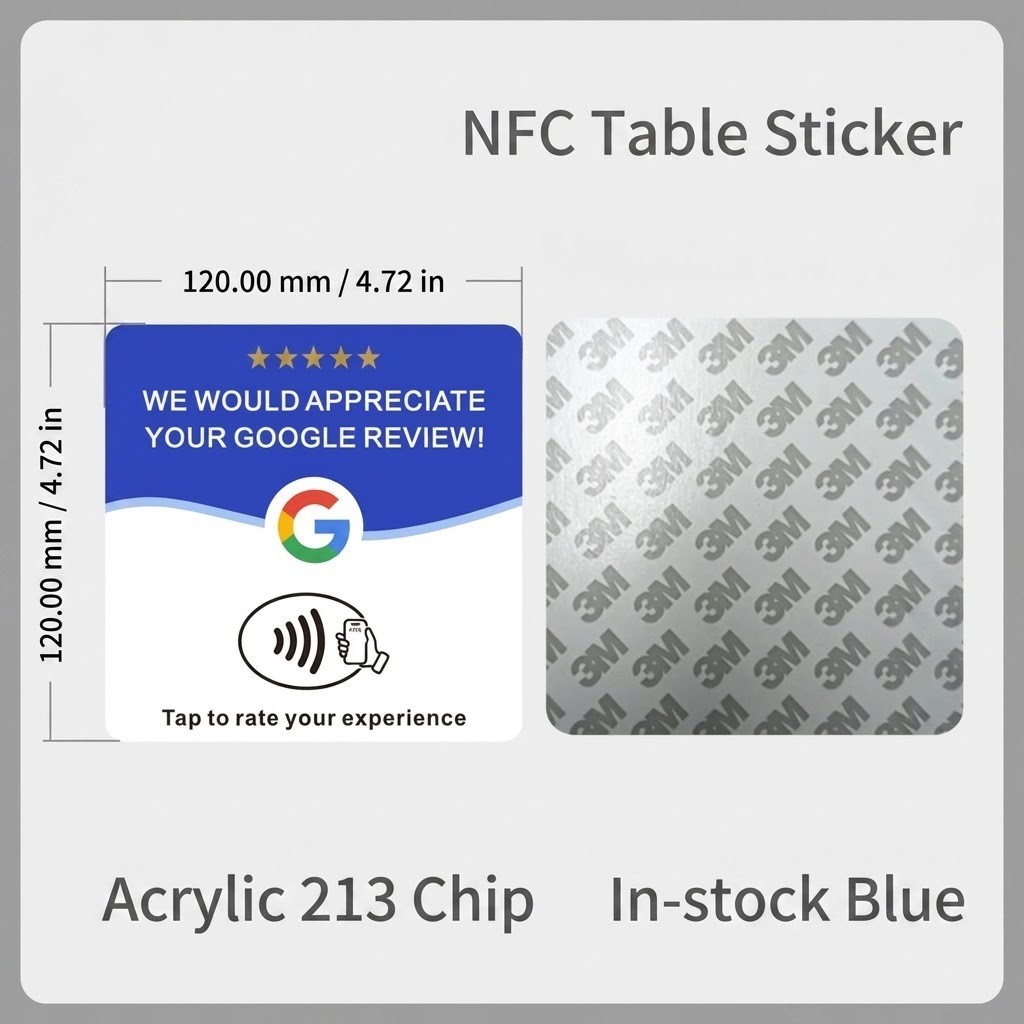 Bulk Lot NFC Google Review Tap Stand Acrylic Table Sticker (Type 4) Contactless