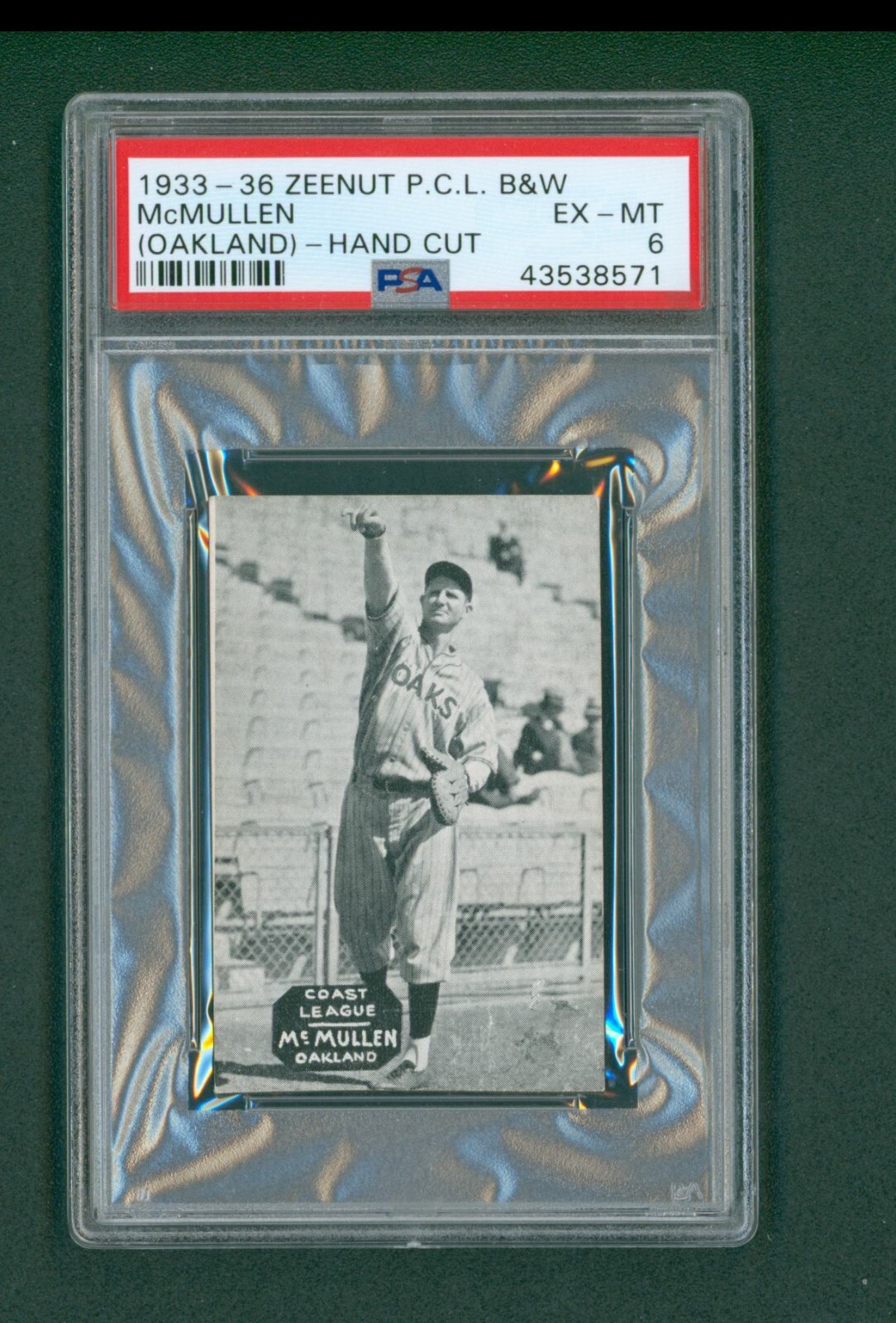 1933-36 Zeenut Baseball Card - McMullen Hand Cut, PSA 6 EXMT