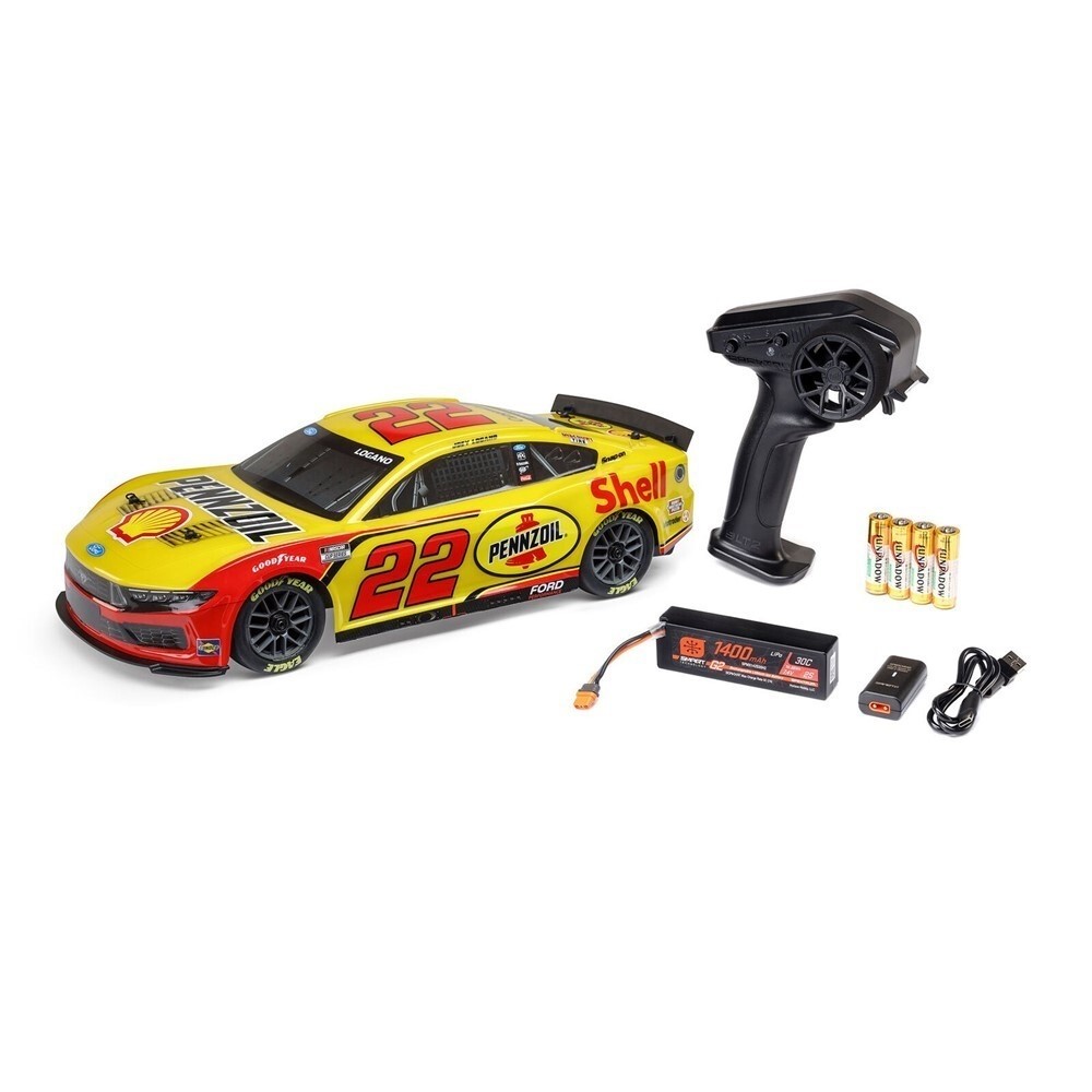 Losi 1/12 NASCAR RC Joey Logano No. 22 Shell 2025 Ford Mustang 2S AWD RTR