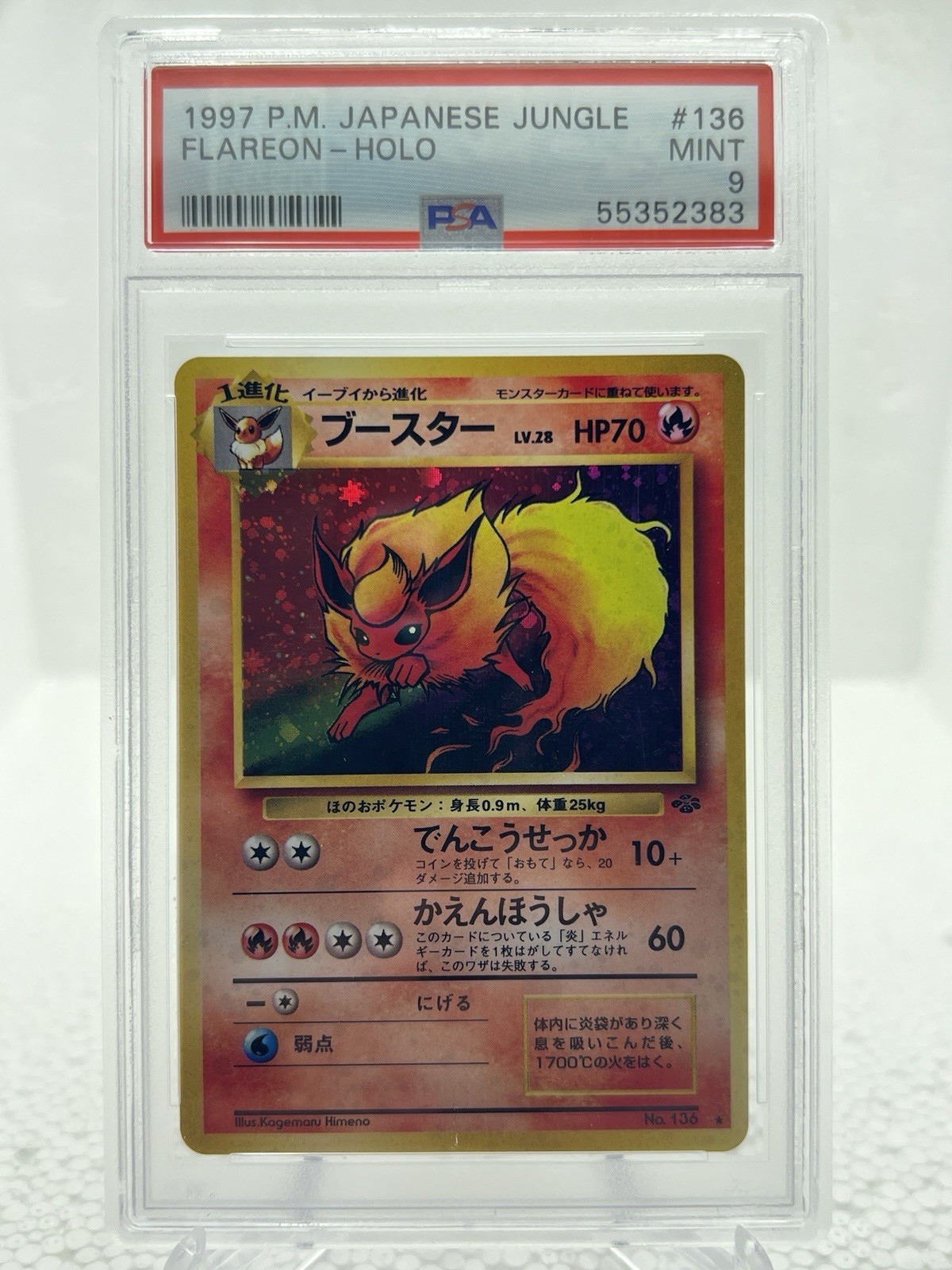 1997 POKEMON JAPANESE JUNGLE #136 FLAREON-HOLO PSA 9 1997 POKEMON JAPANESE JUNGLE #136 FLAREON-HOLO PSA 9