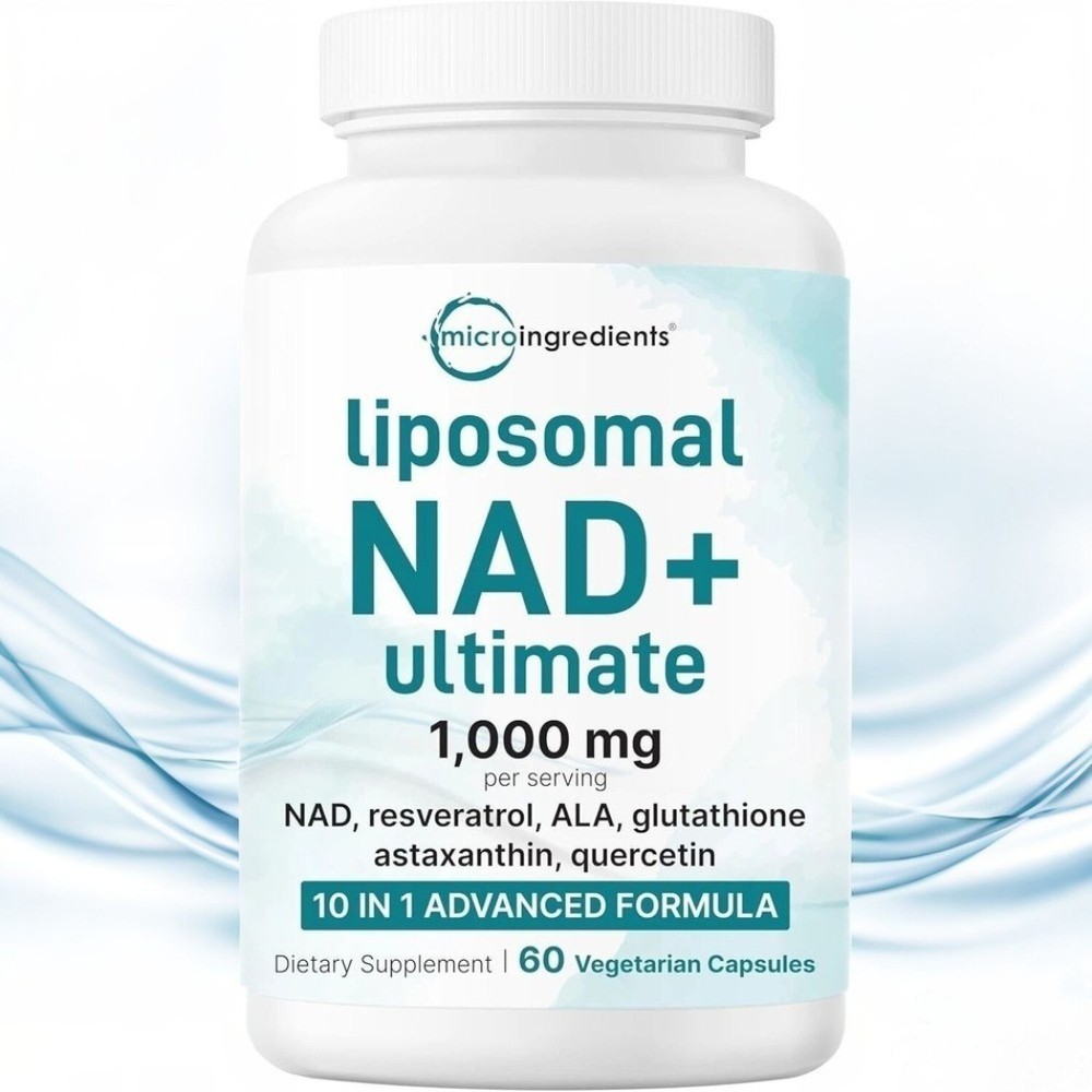 1 - 3 Bottles Liposomal NAD+ 10 in 1 1000mg with Resveratrol 60 Veggie Capsules