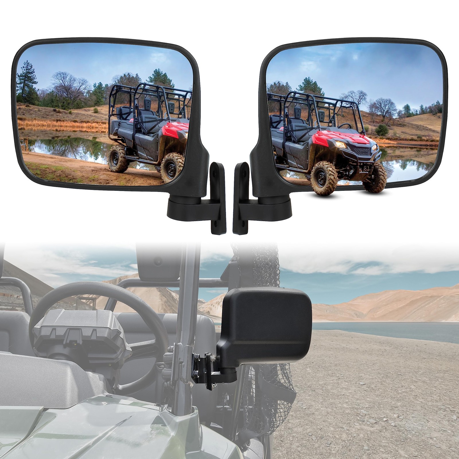 SAUTVS Side Mirrors Honda Pioneer 700-2 700-4 2014-2026, Wide Rear View SAUTVS Side Mirrors Honda Pioneer 700-2 700-4 2014-2026, Wide Rear View