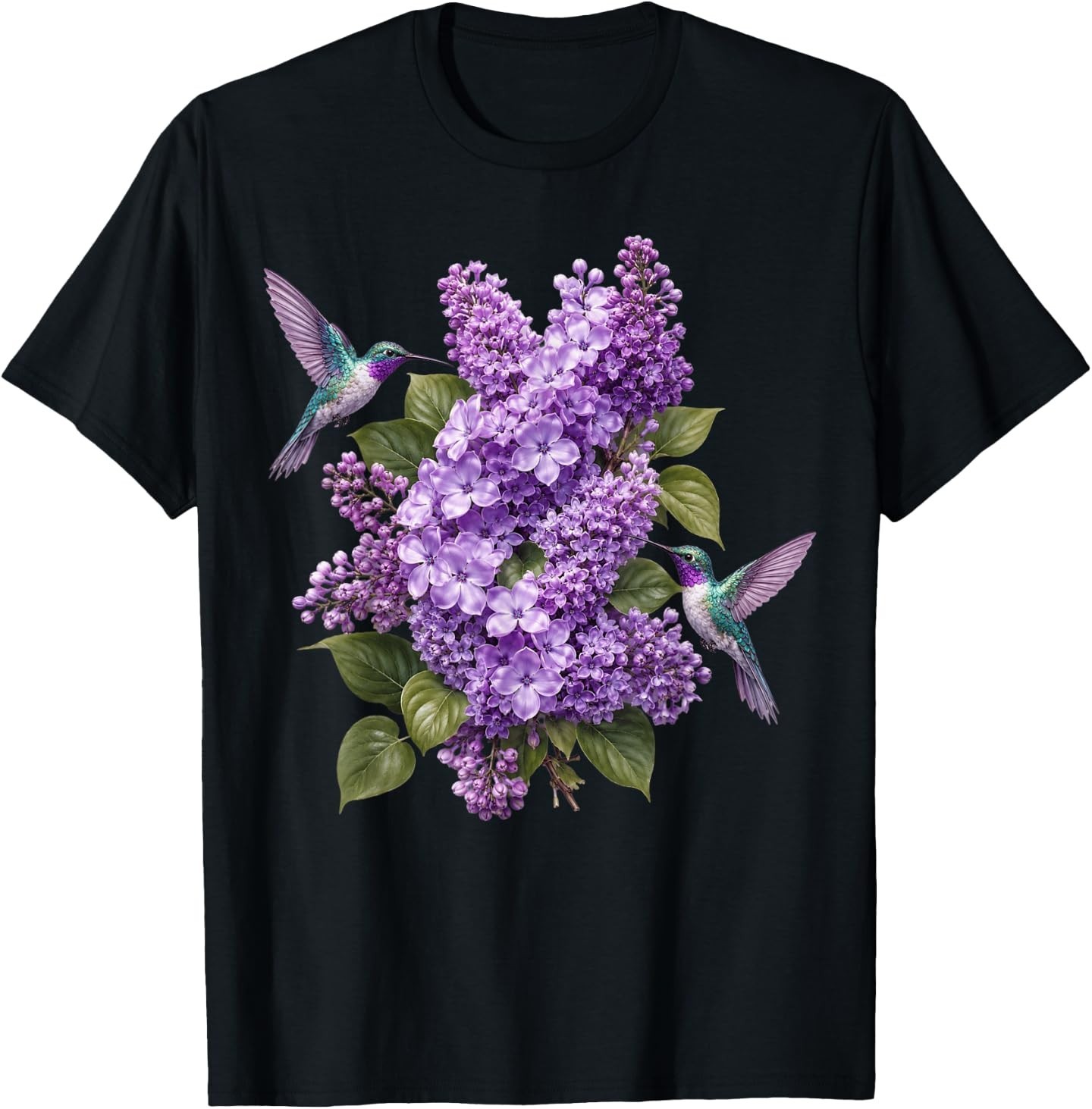 Hummingbird Lilac Floral Purple Flowers Botanical Garden T-Shirt Hummingbird Lilac Floral Purple Flowers Botanical Garden T-Shirt