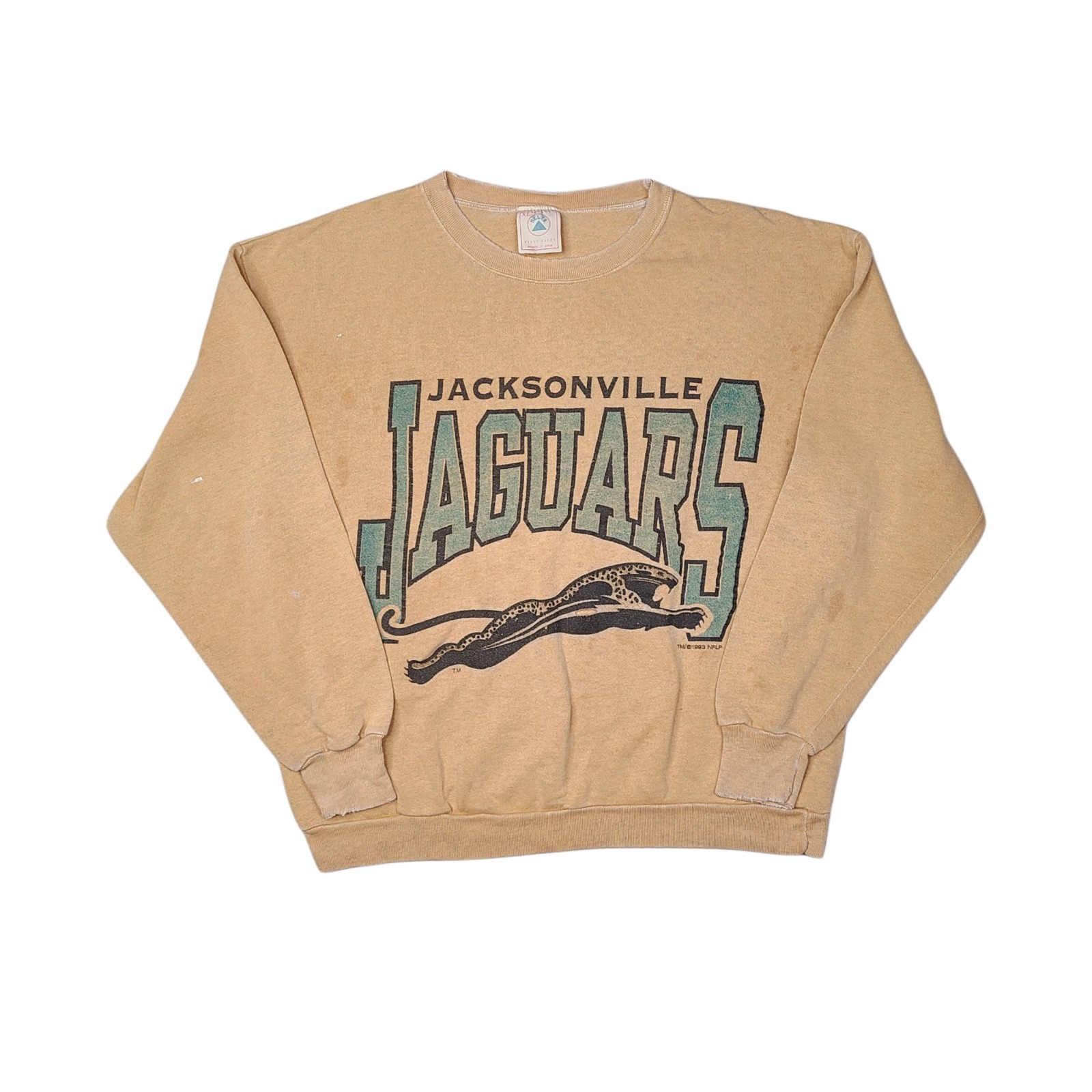Vtg 90s Jacksonville Jaguars Banned Logo INSANE Fade Distressed Sweatshirt L-XL