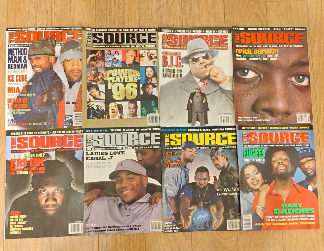The Source Magazine Lot of 8 Vintage 1990s Hip Hop Rap Notorious BIG Wu-Tang Fug