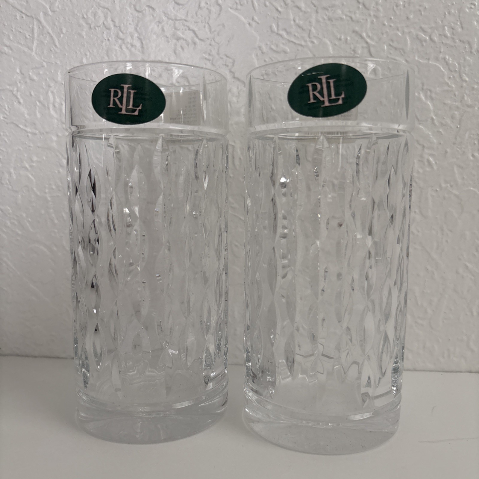Pair Of 2 Ralph Lauren ASTON Highball Lead Crystal Glasses 13OZ NEW Pair Of 2 Ralph Lauren ASTON Highball Lead Crystal Glasses 13OZ NEW