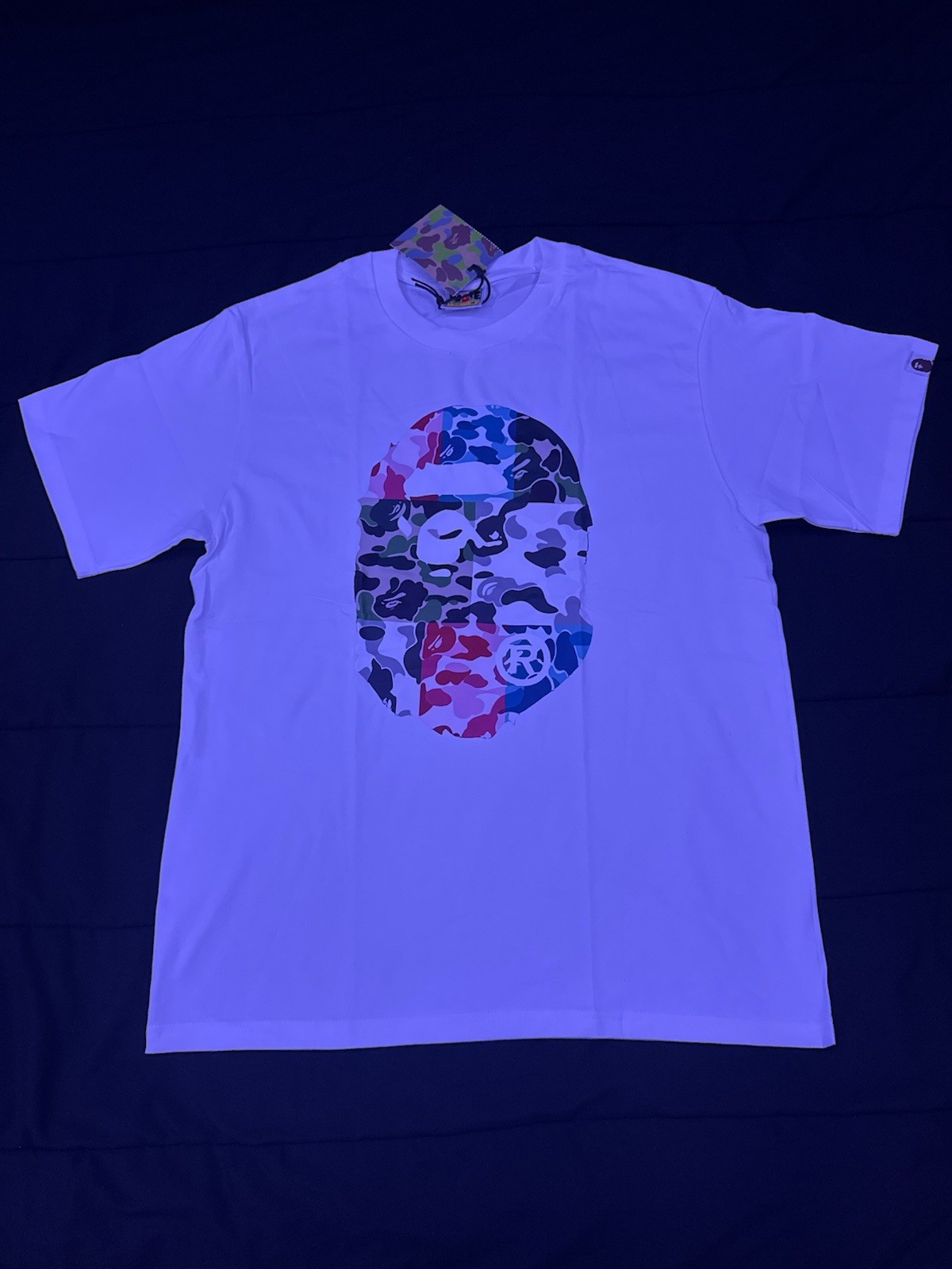 Bape Men\'s White Short Sleeve T-Shirt Size Medium, 100% Cotton, a Bathing Ape