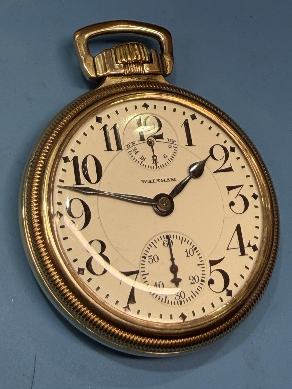 EXCELLENT WALTHAM VANGUARD UP/DOWN WIND INDICATOR 16s 23j RR POCKET WATCH  A++