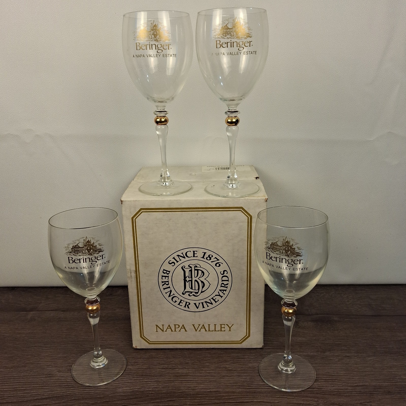 Vintage Beringer Vineyards Napa Valley Wine Glasses Set of 4 W/ Original Box Vintage Beringer Vineyards Napa Valley Wine Glasses Set of 4 W/ Original Box