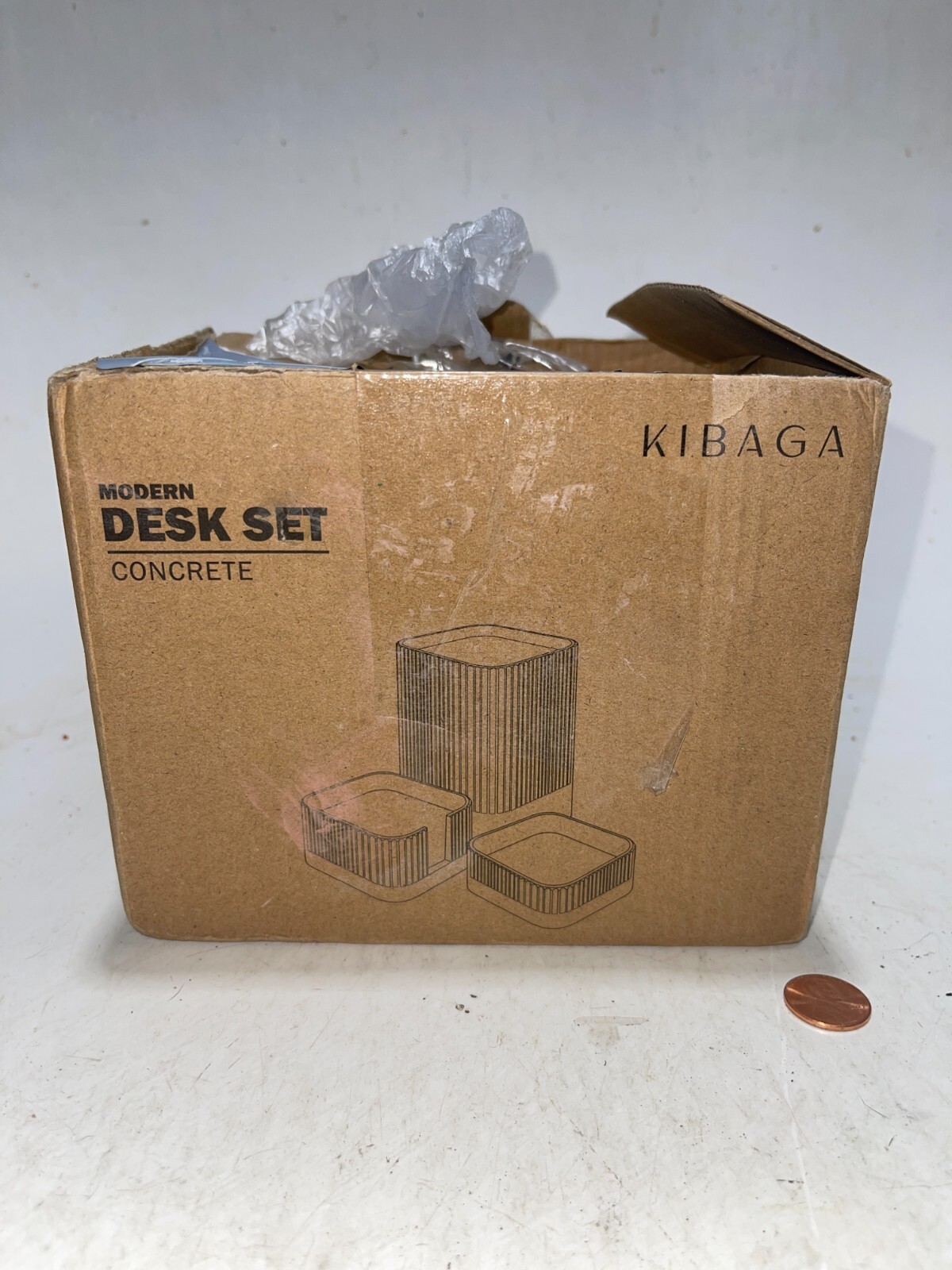 KIBAGA Aesthetic Desk Set - Modern Concrete Gray - Lot Of 3
