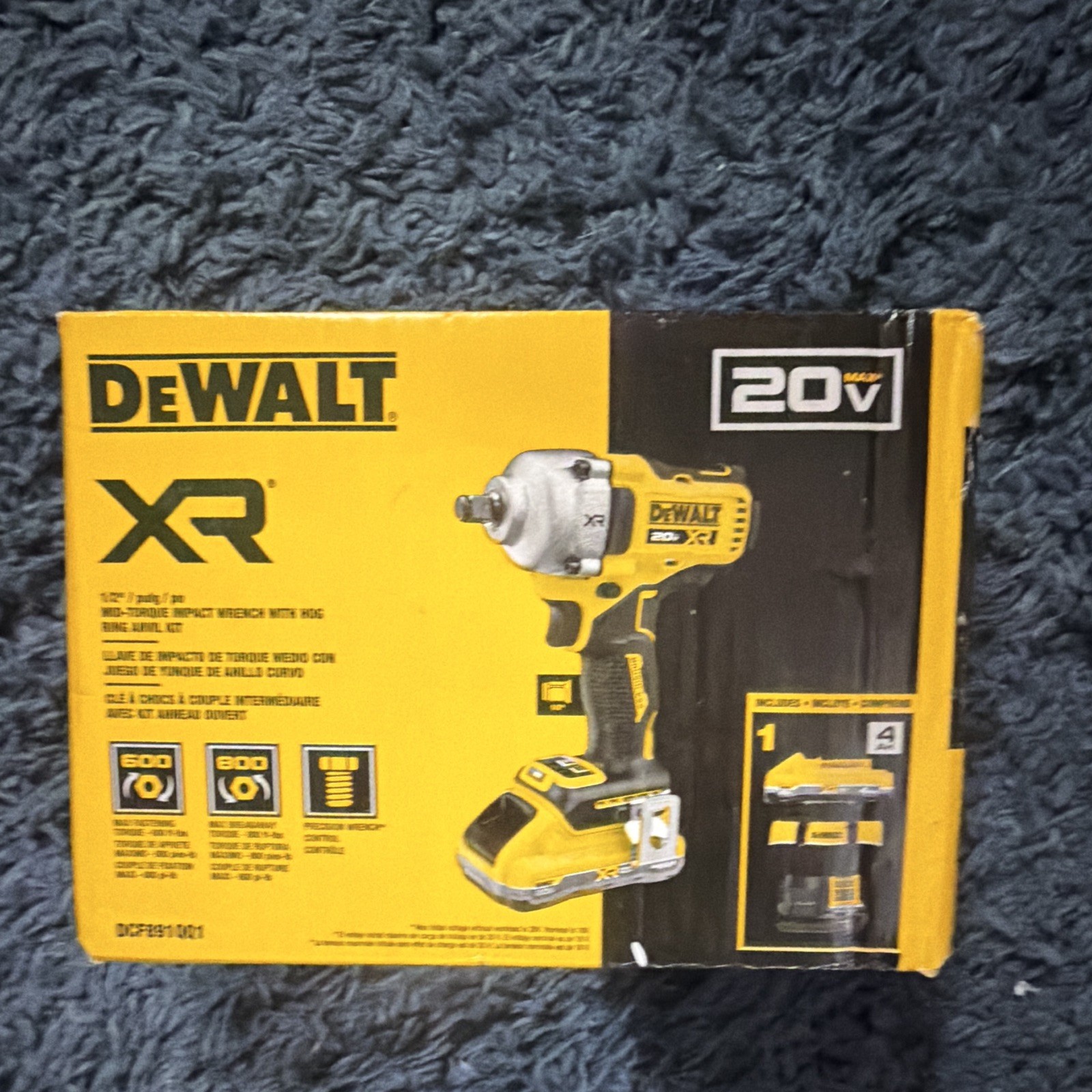 DEWALT XR 20V Brushless Impact Wrench Kit 600 ft-lbs 4Ah 1 Bat Case