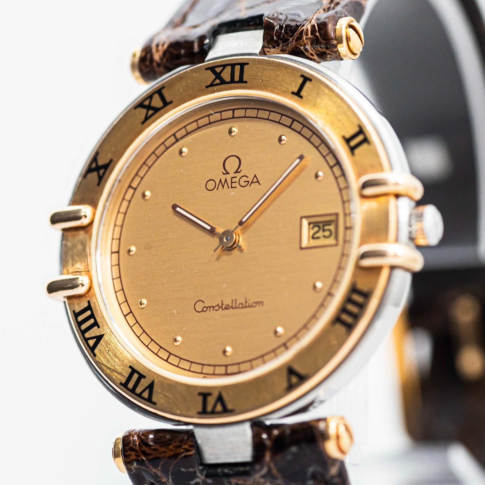 **No Tariffs** OMEGA Constellation Cal.1379 Qz Roman Gold Genuine Belt 33mm Mens