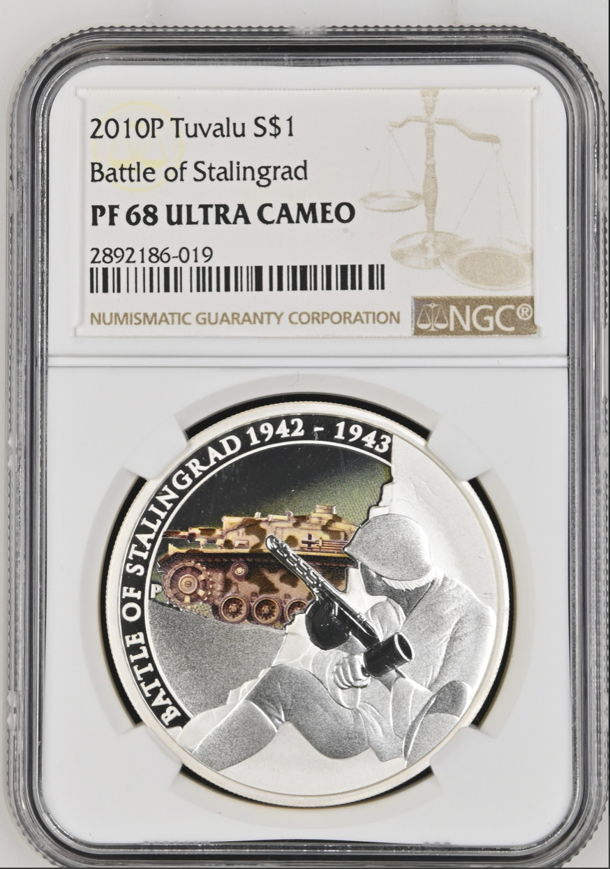 1 DOLLAR 2010 TUVALU BATLE OF STALINGRAD SILVER PROOF NGC PF68