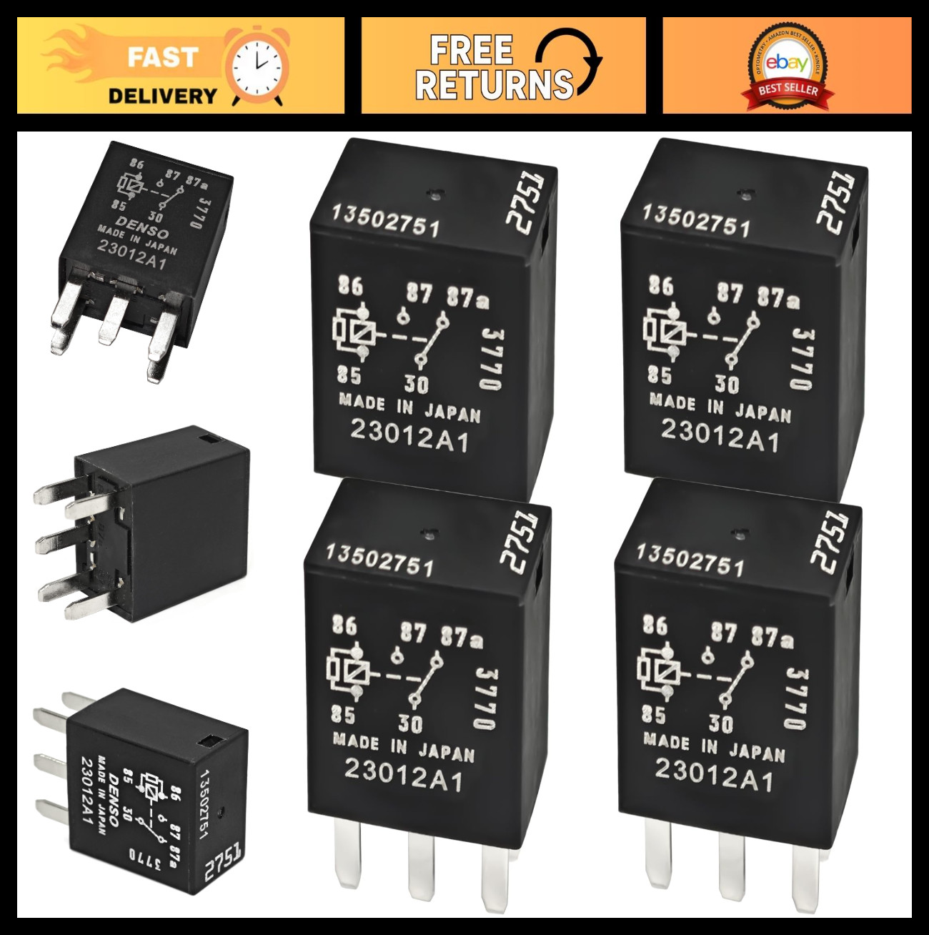 4Pcs 12V 5-Pin Automotive Relay - 35A Heavy Duty for Cars, Trucks, SUVs