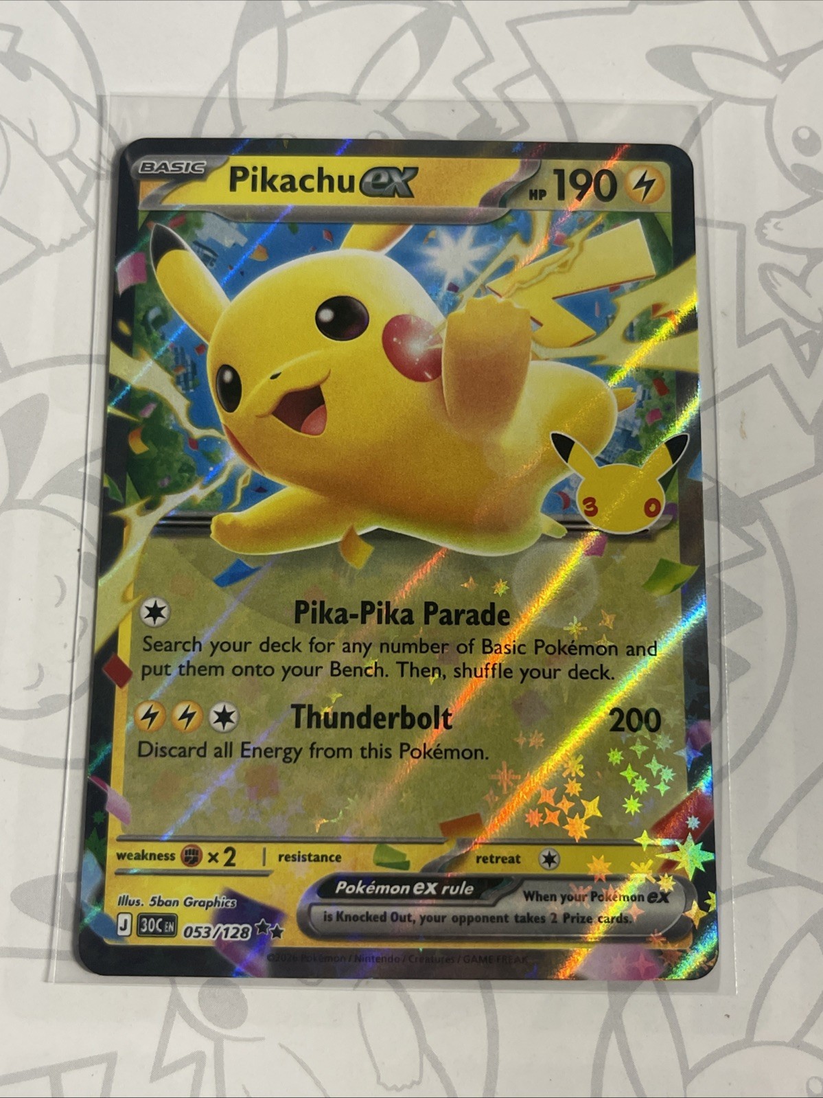 Pikachu ex 053/128 Holo ME: 30th Celebration Pikachu ex 053/128 Holo ME: 30th Celebration