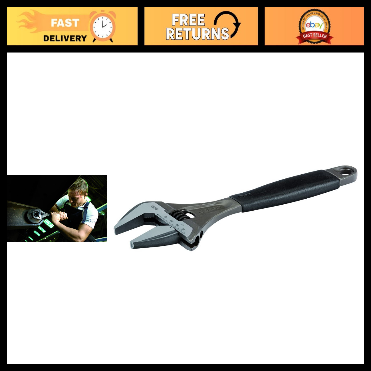Ergonomic 12-Inch Adjustable Wrench, X-Wide Design, Heavy-Duty Tool, Black/Gray Ergonomic 12-Inch Adjustable Wrench, X-Wide Design, Heavy-Duty Tool, Black/Gray