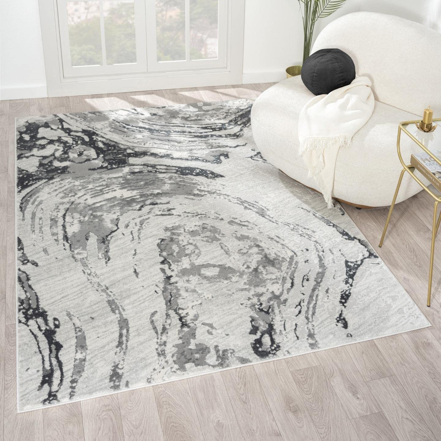 LUXE WEAVERS Marble Swirl Gray 6x9 Area Rug 3260 Gray 6x9
