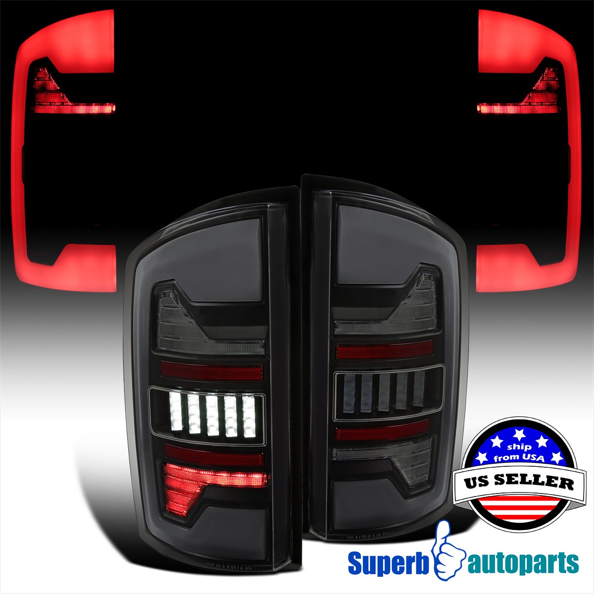 For 2002-2006 Dodge Ram 1500 2500 Full LED Black Smoke Tail Lights Brake Lights For 2002-2006 Dodge Ram 1500 2500 Full LED Black Smoke Tail Lights Brake Lights