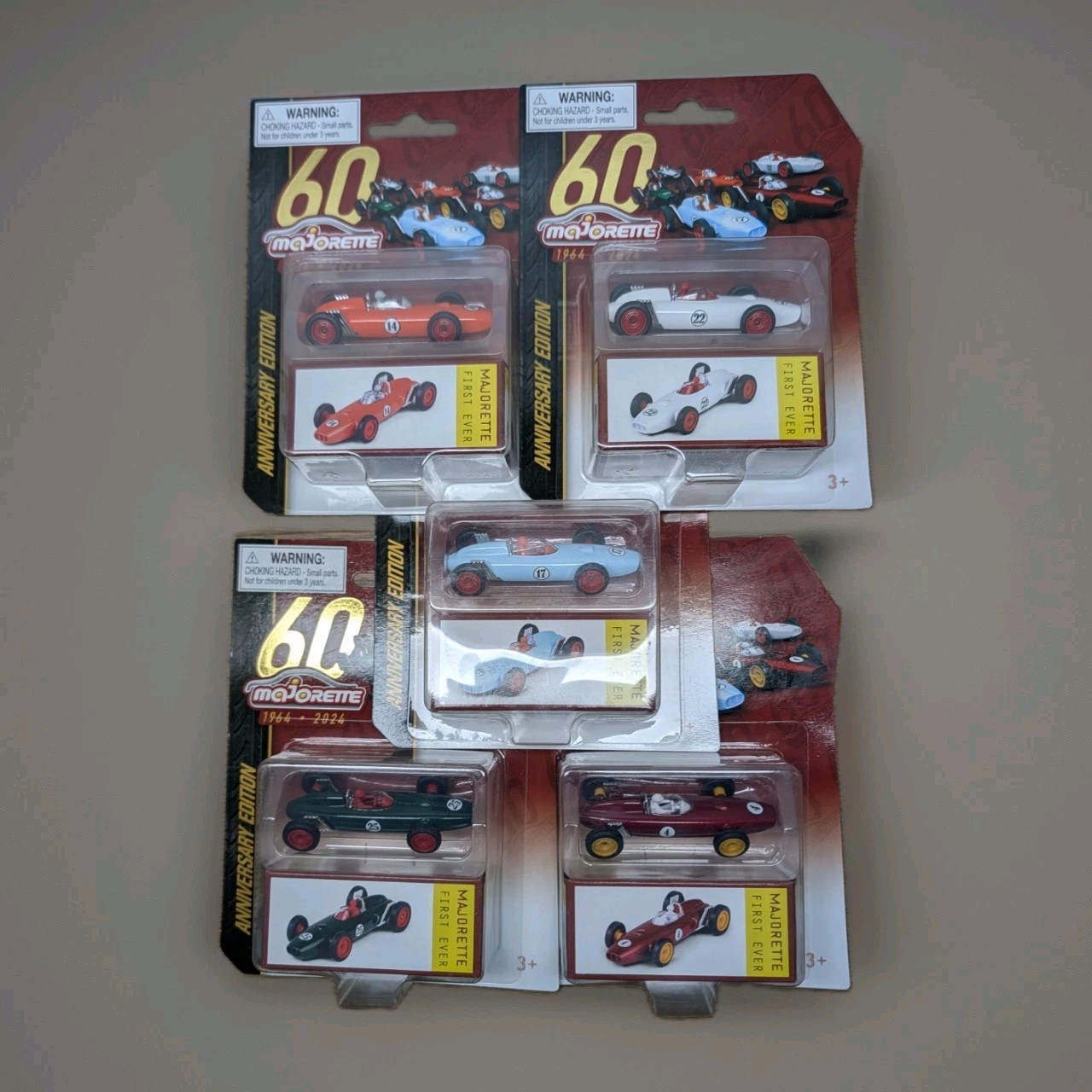 Majorette 60th Anniversary First Ever Race Car Lot of 5 Red Blue White Green...