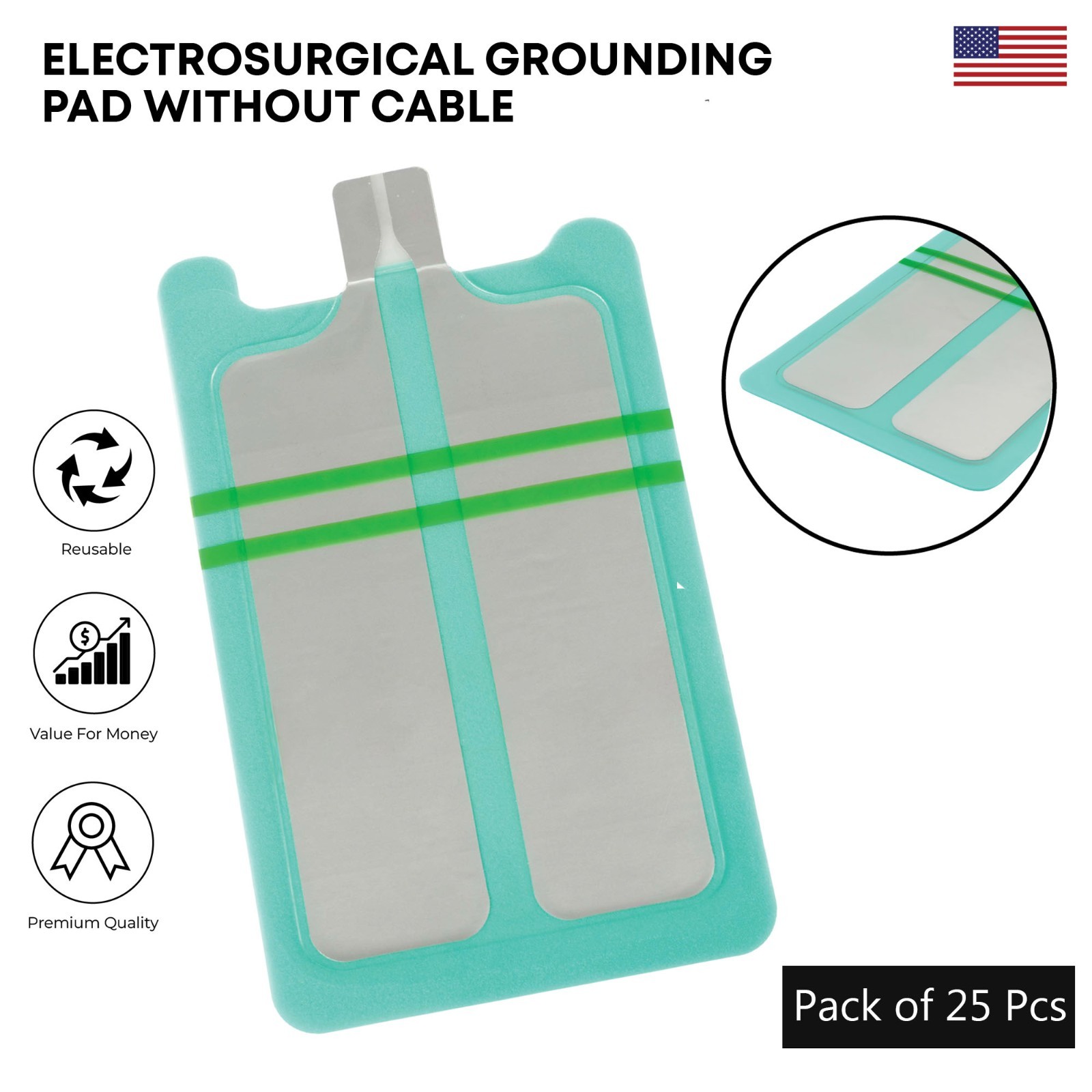 Electrosurgical Grounding Pad Without Cable Bipolar Electrosurgical ESU Pads