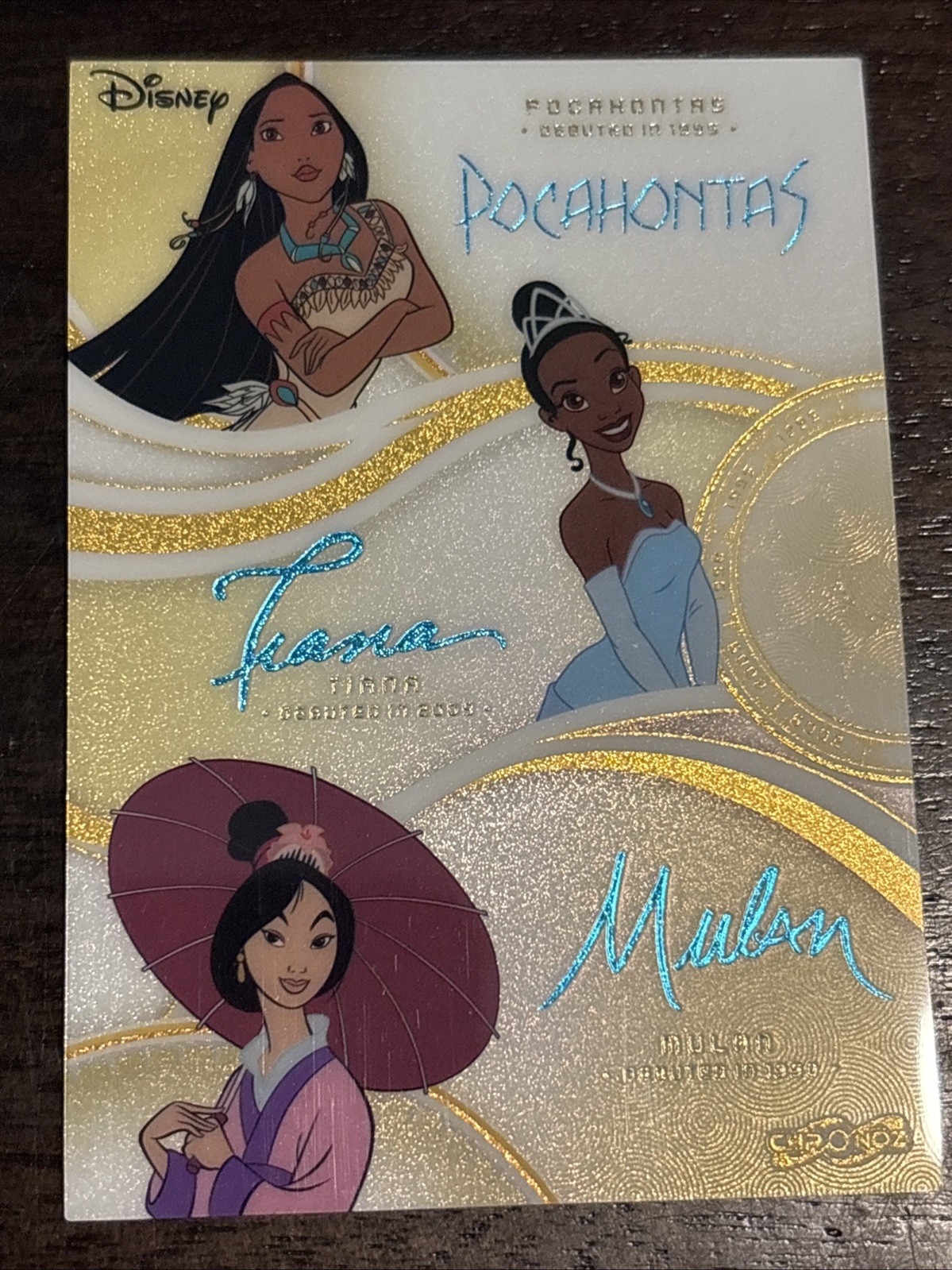 2026 Cardfun Disney Chronoz Pocahontas Tiana Mulan Triple Auto 5/10 Gold 2026 Cardfun Disney Chronoz Pocahontas Tiana Mulan Triple Auto 5/10 Gold