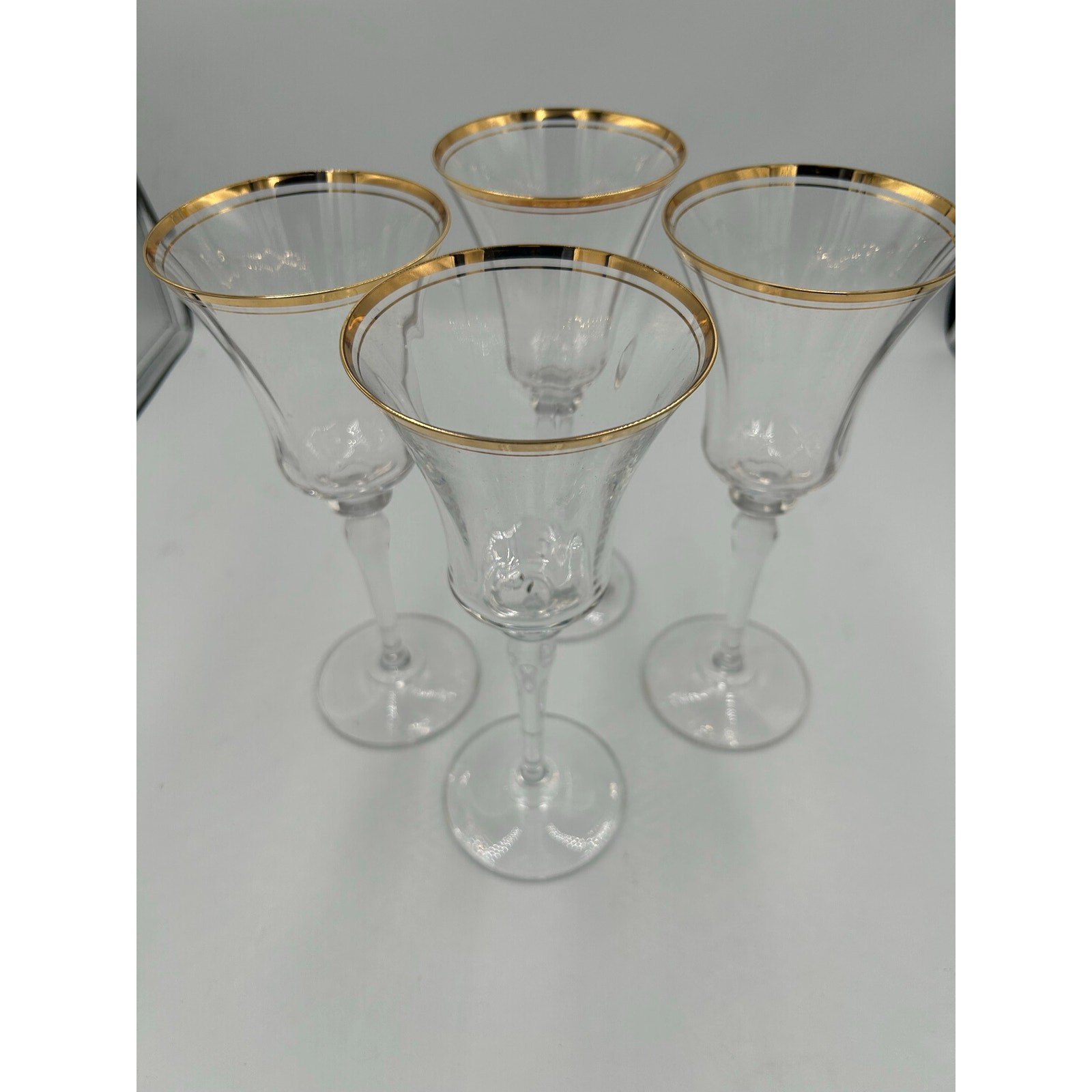 Vintage Mikasa Jamestown Gold Crystal Wine Water Goblets Gold Rim - Set of 4