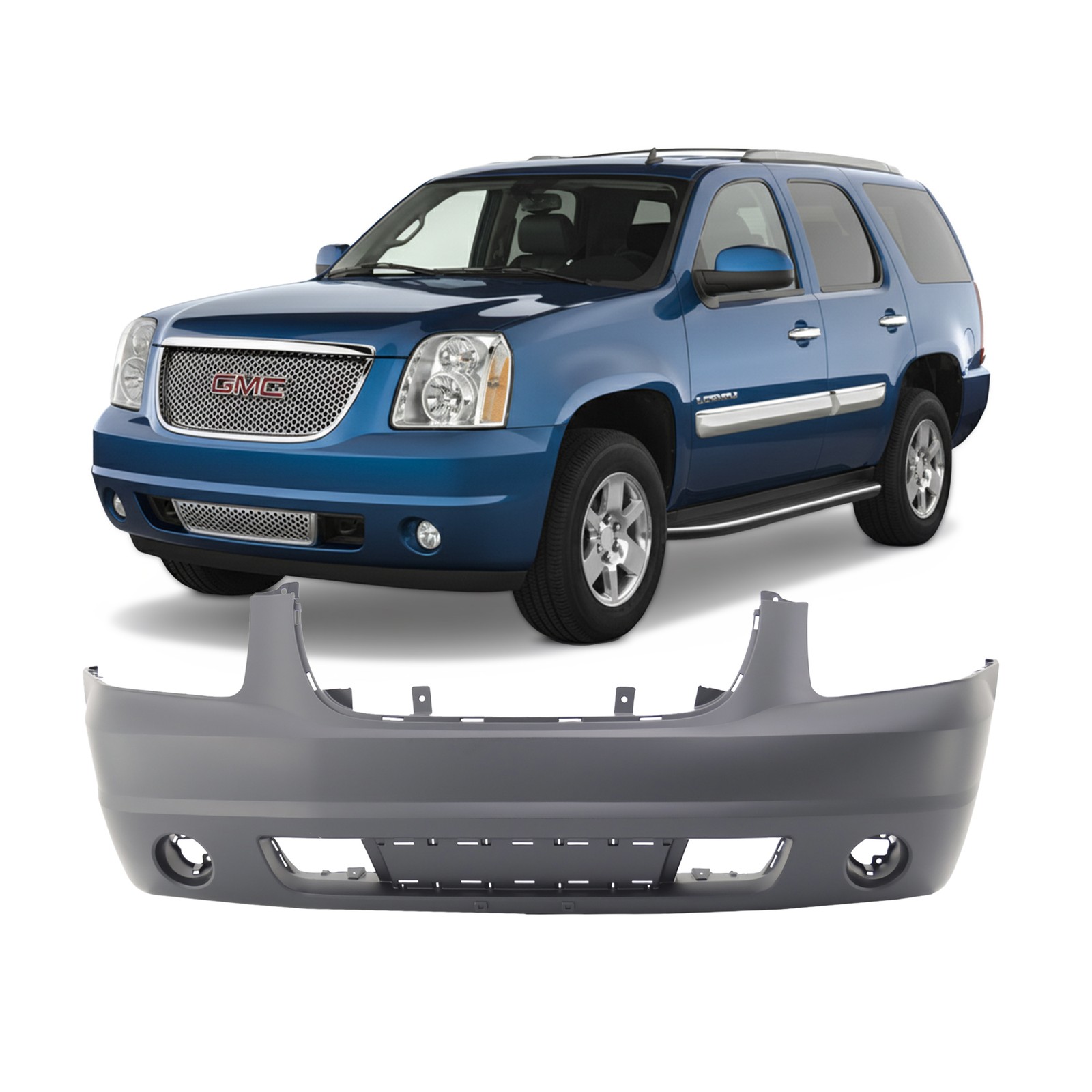 Bumper Cover For 2007-2014 GMC Yukon W/Fog Lights Holes 25890766 Front Primed