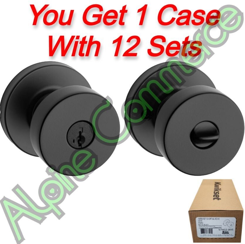 *12-Sets* Kwikset Entry Pismo 740PSK Keyed Front Door Knob Matte Black 97402-895
