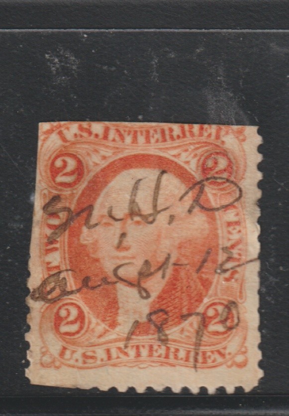 USA 2c Washington Fiscal Manuscript Cancel Aug 1870 b19th 104