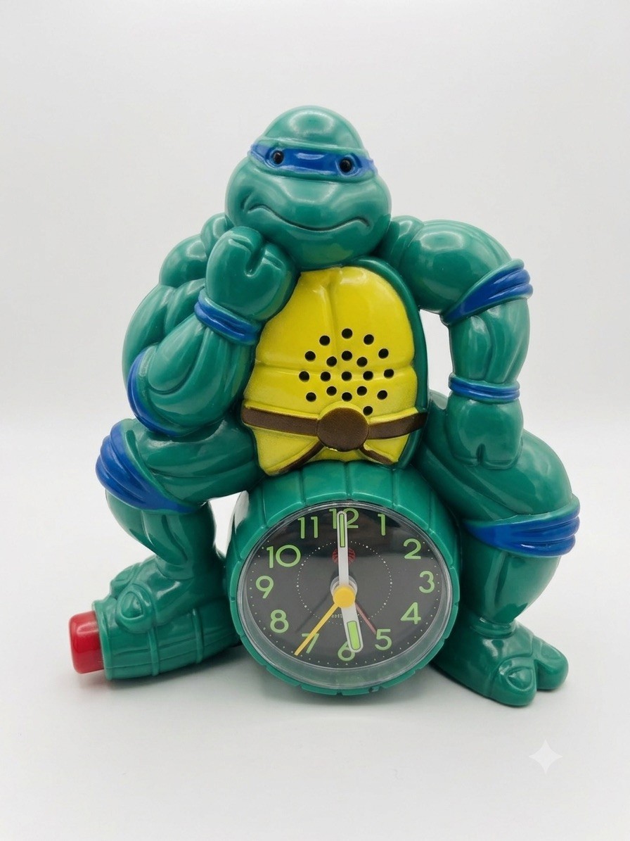 Vintage 1990 TMNT Leonardo Alarm Clock Figure Mirage Studios In Original Box