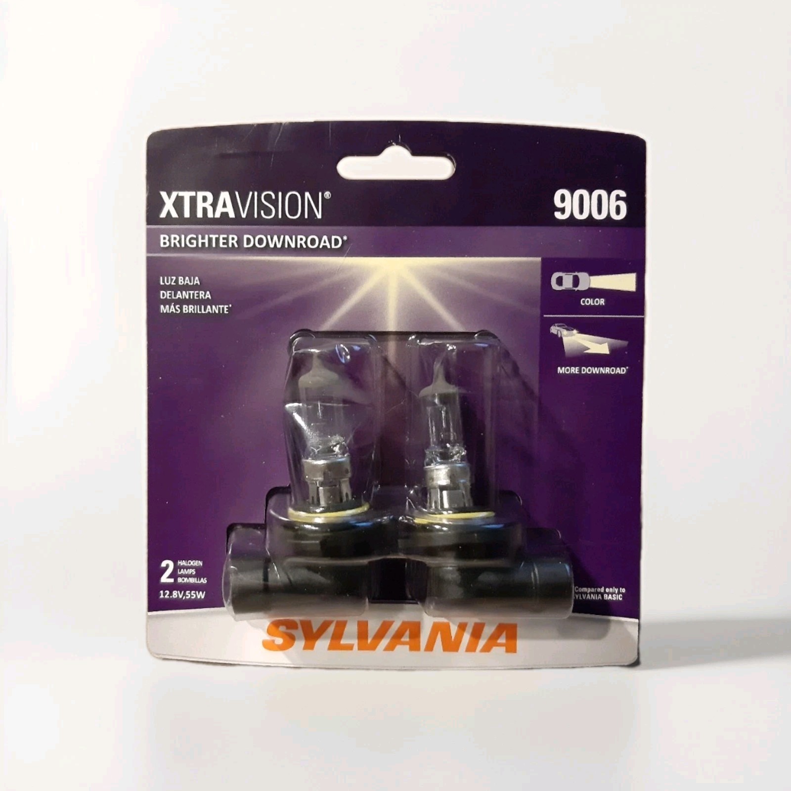 SYLVANIA 9006 XtraVision Halogen Headlight Bulbs 2-Pack 9006XV.BP2, 12.8V 55W SYLVANIA 9006 XtraVision Halogen Headlight Bulbs 2-Pack 9006XV.BP2, 12.8V 55W