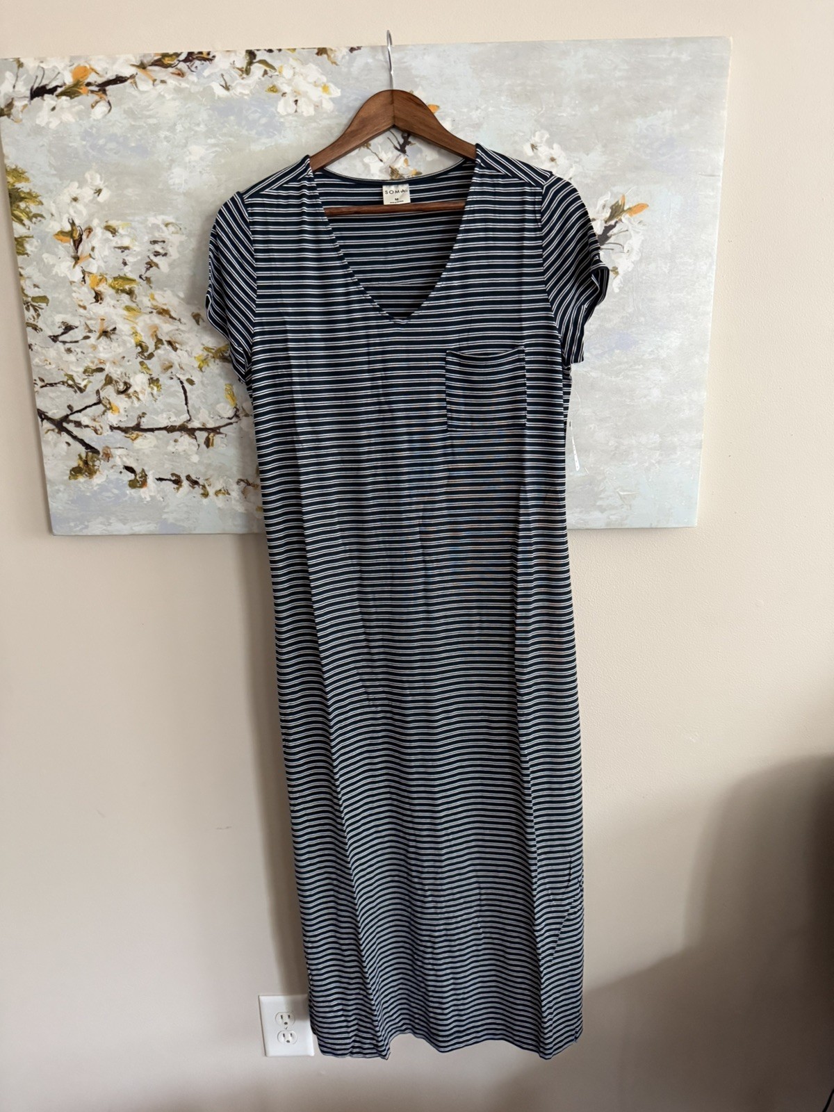 NWT Soma Cool Nights Sz M “Destin” Navy Blue Striped Long Maxi Sleepshirt Dress NWT Soma Cool Nights Sz M “Destin” Navy Blue Striped Long Maxi Sleepshirt Dress