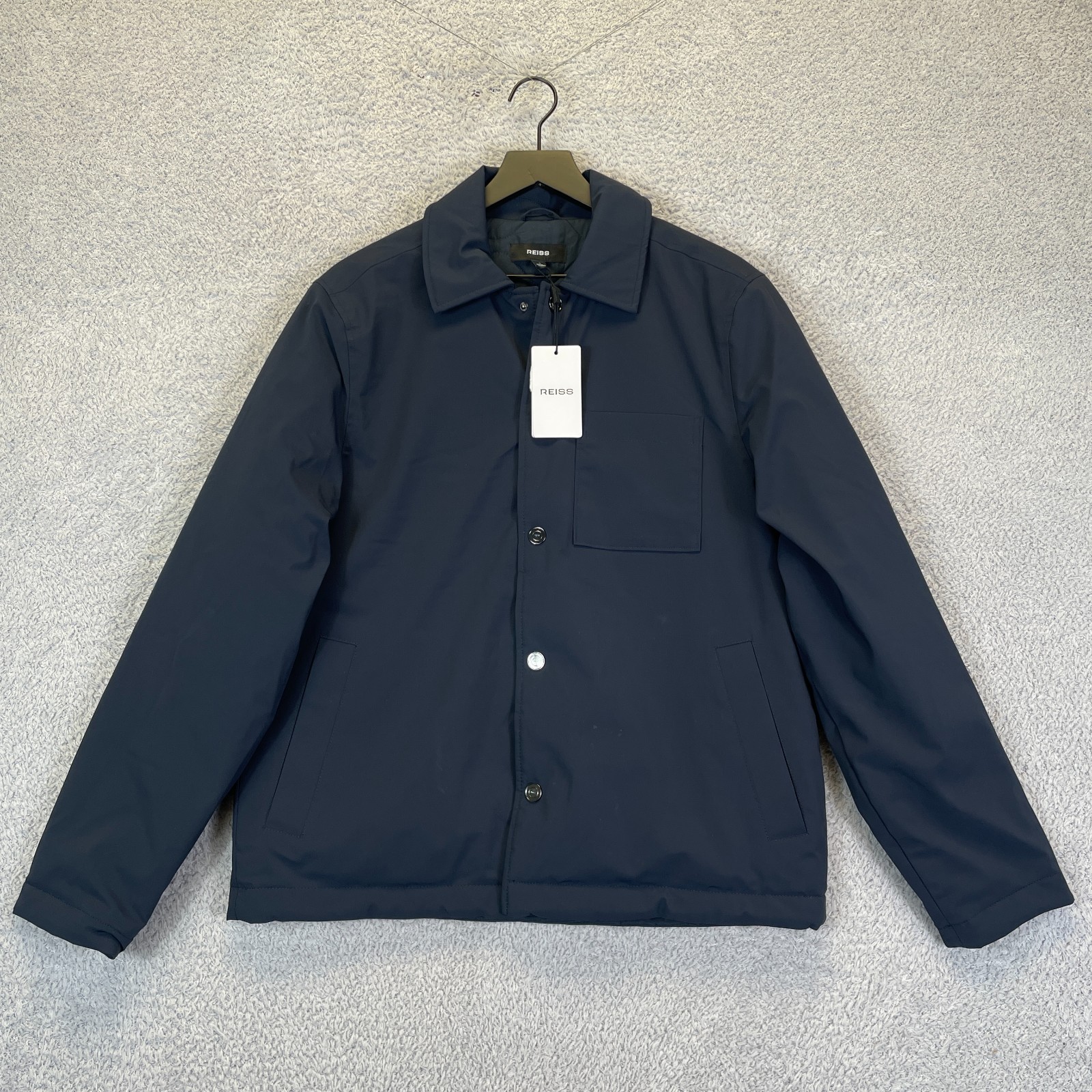 Reiss Men\'s Parker Insulated Overshirt Jacket Size Small Navy Blue New NWT Reiss Men\'s Parker Insulated Overshirt Jacket Size Small Navy Blue New NWT