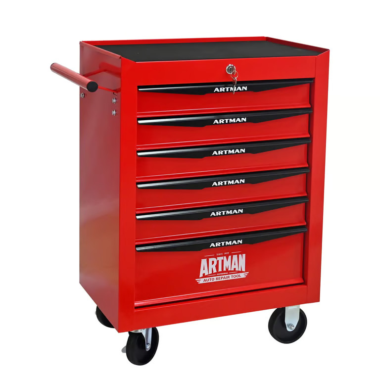 Noble House 6-Drawer Mobile Steel Tool Organizer with Key Lock, Ball Bearing Sli Noble House 6-Drawer Mobile Steel Tool Organizer with Key Lock, Ball Bearing Sli