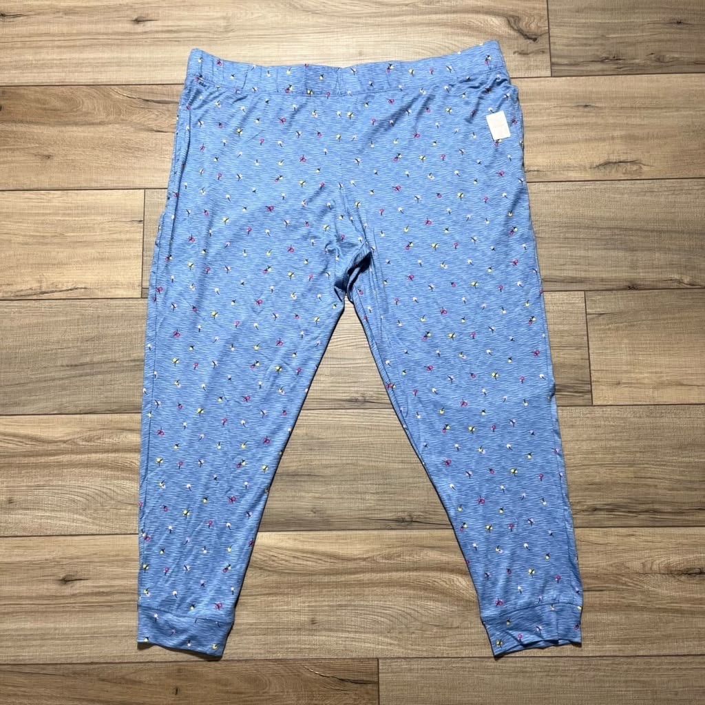 Secret Treasures Womens Floral Print Pull On Pajama Pants Size 2X (18W-20W) Blue