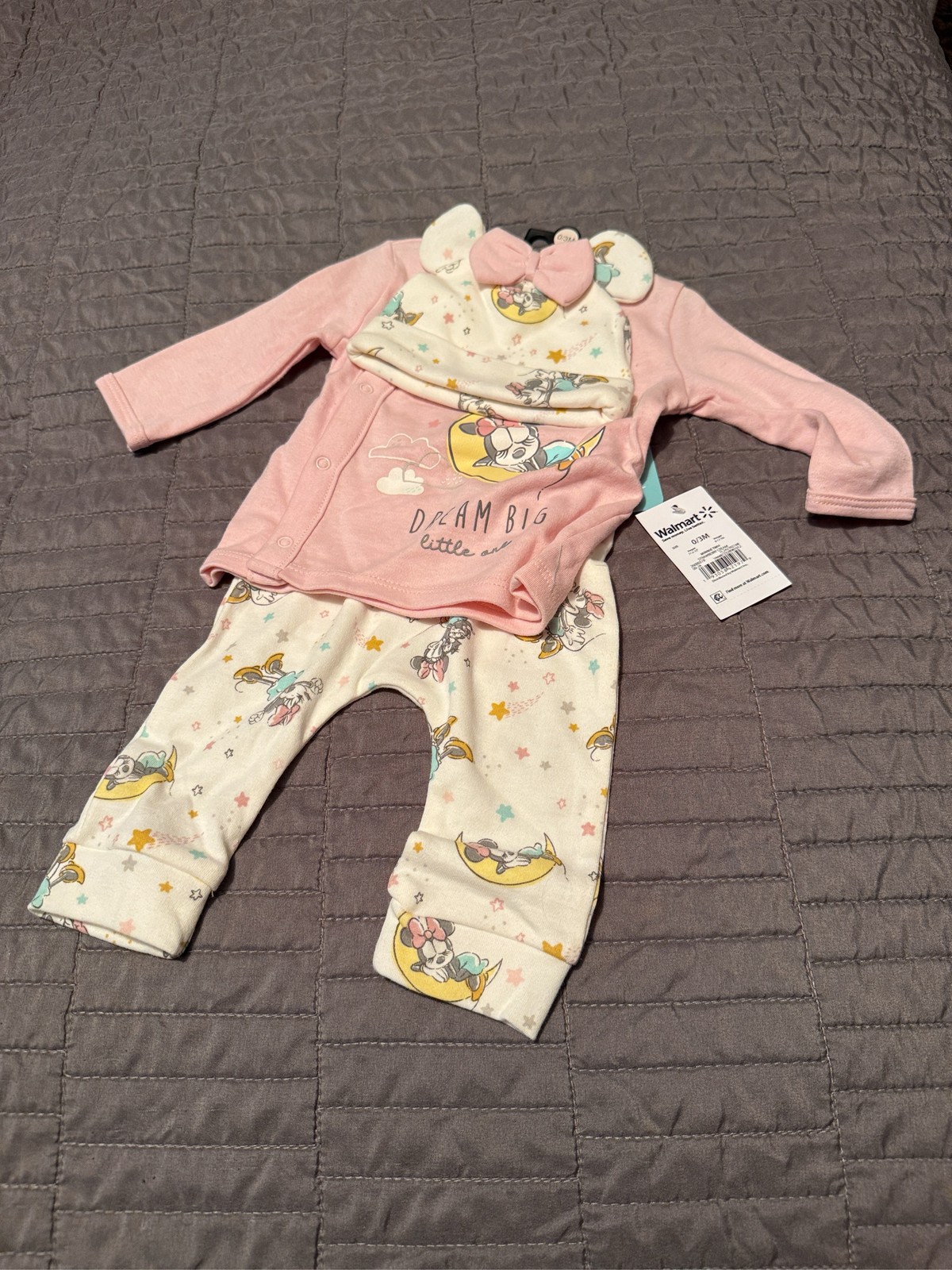 Disney Baby Minnie Mouse 3-Piece Take Me Home Outfit Set Pink 0-3M