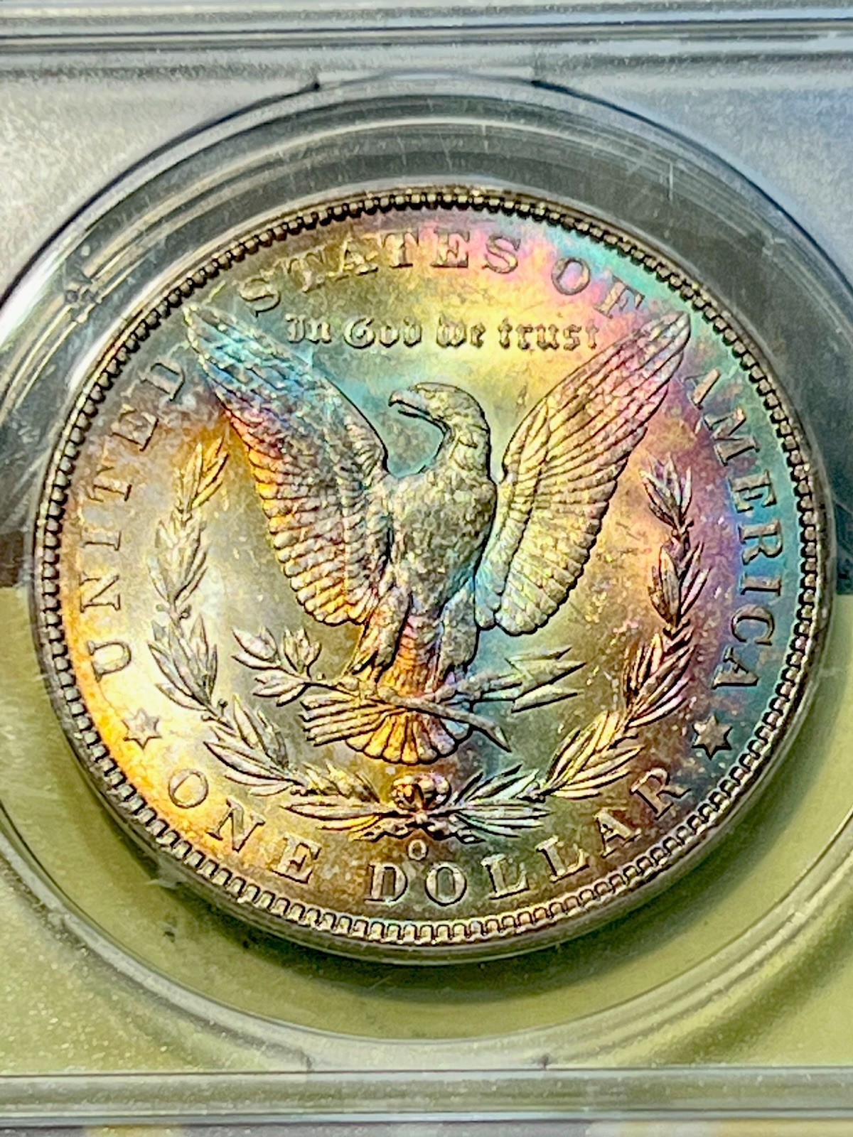 1904-O  ANACS MS 63 - AMAZING RAINBOW 🌈 Toned Morgan Dollar $1. WOW‼️