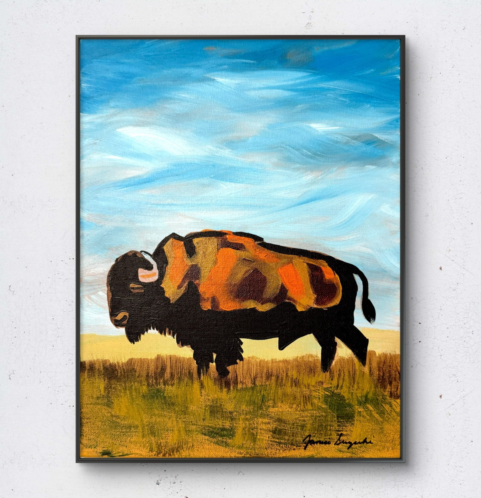 JANICEART Original Buffalo Bison 11x14 Abstract Acrylic Canvas Wall Art JANICEART Original Buffalo Bison 11x14 Abstract Acrylic Canvas Wall Art