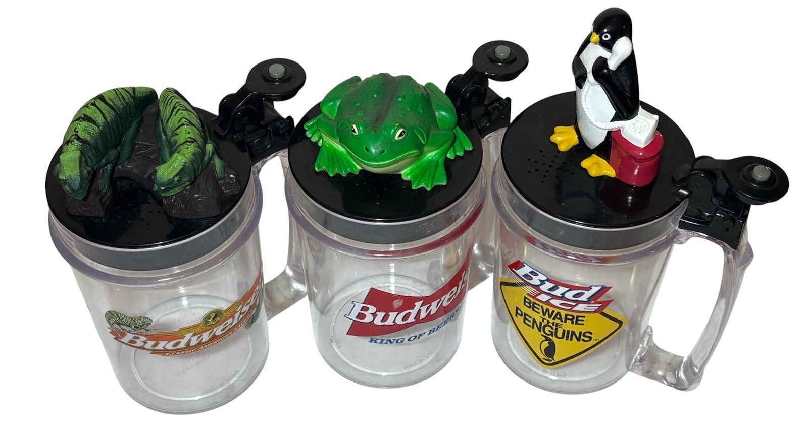 Vtg 1990s Beer Mug Talking Budwiser & Bud Ice Mugs ALL WORK Vtg 1990s Beer Mug Talking Budwiser & Bud Ice Mugs ALL WORK