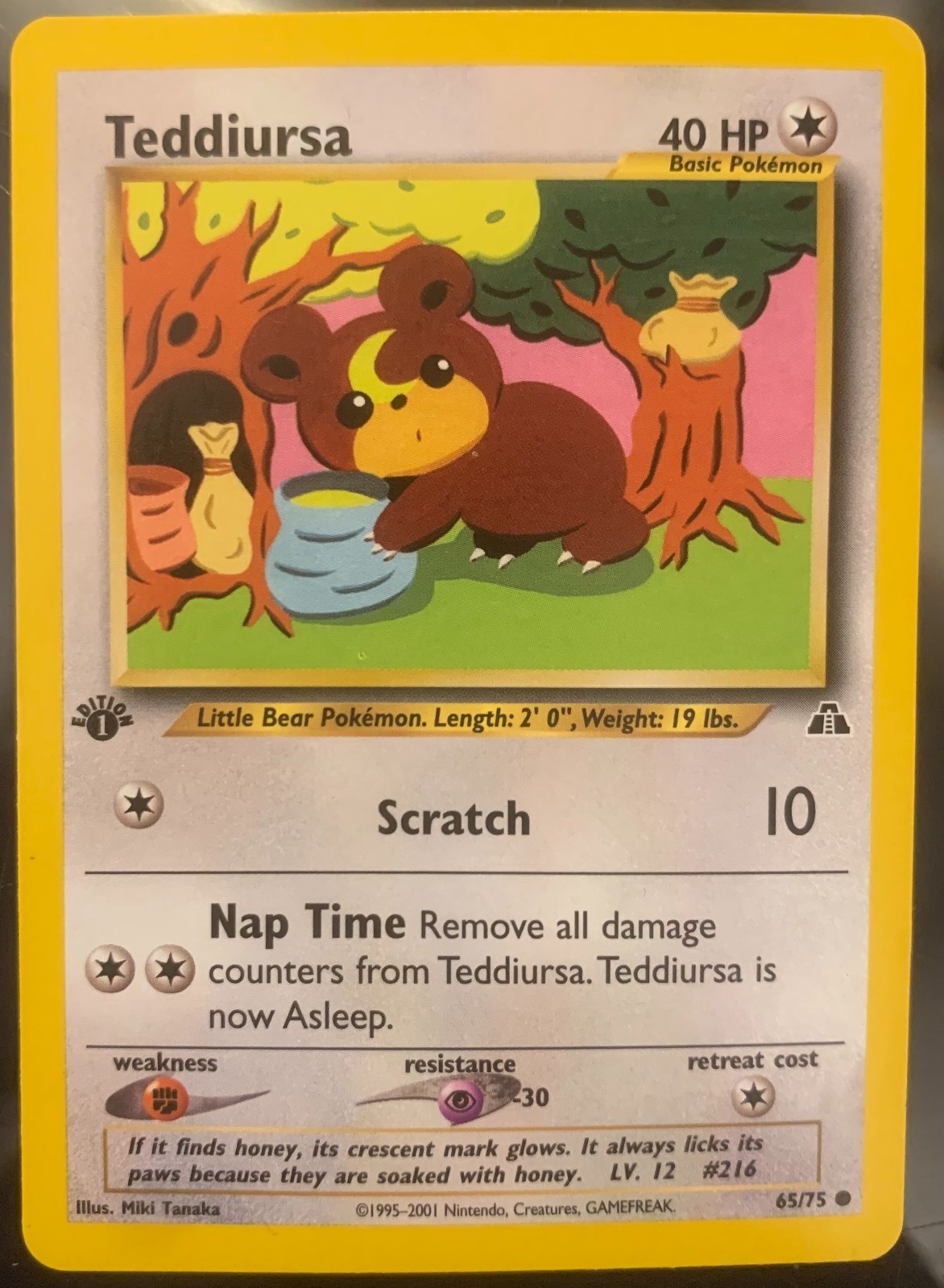 2001 Pokemon Neo Discovery 1st Edition Teddiursa #65/75