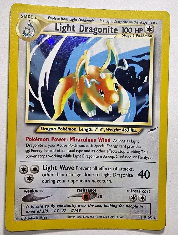 Light Dragonite 14/105 Neo Destiny Holo Rare English 2000 Light Dragonite 14/105 Neo Destiny Holo Rare English 2000